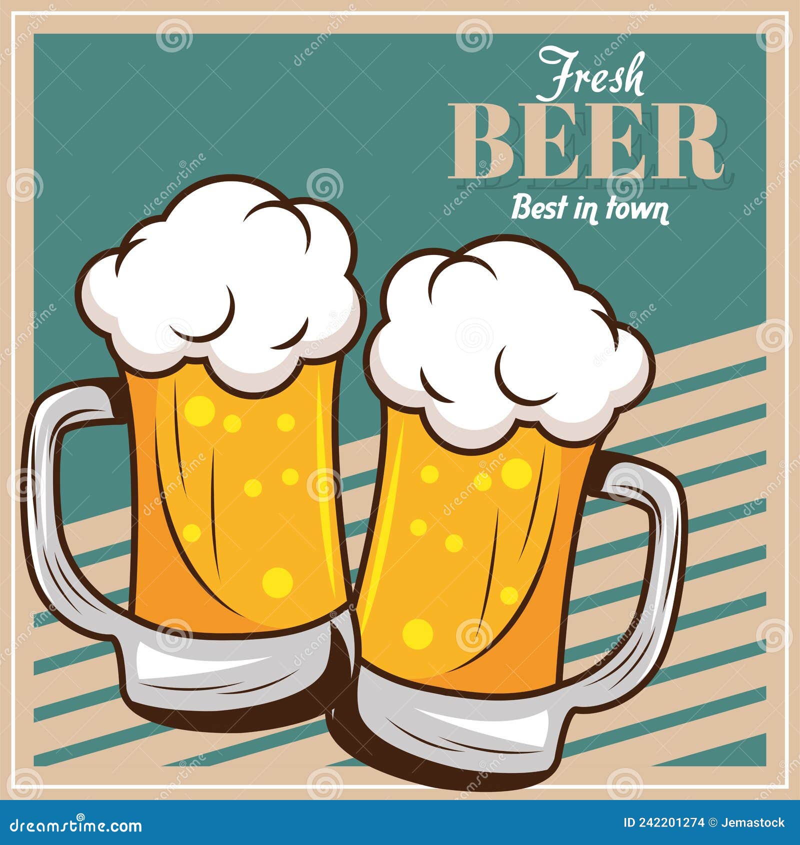 Two beers mugs stock illustration. Illustration of vector 242201274