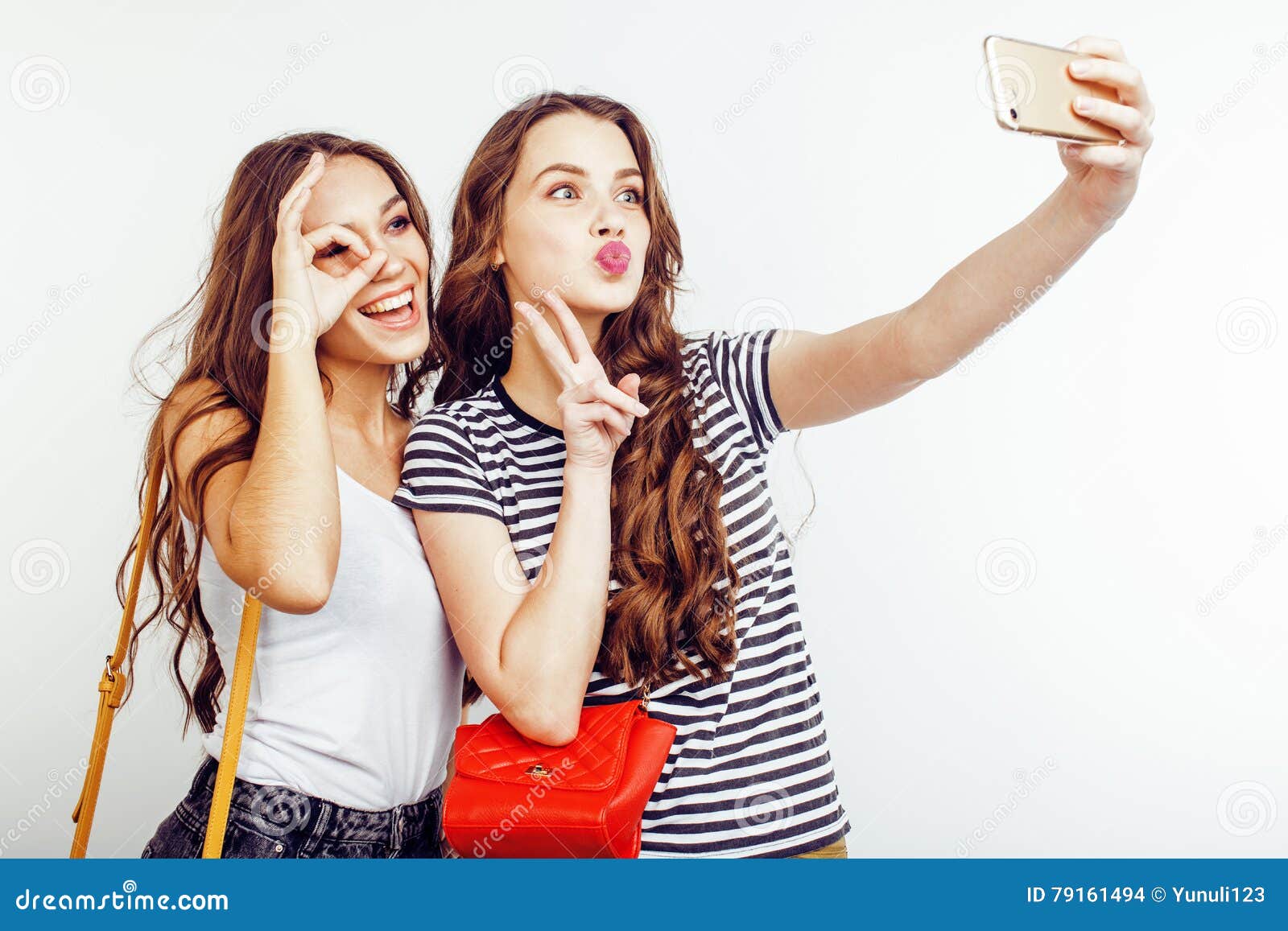 Two Best Friends Teenage Girls Together Having Fun, Posing Emotional on  White Background, Besties Happy Smiling Stock Photo - Image of emotional,  shopping: 79161494