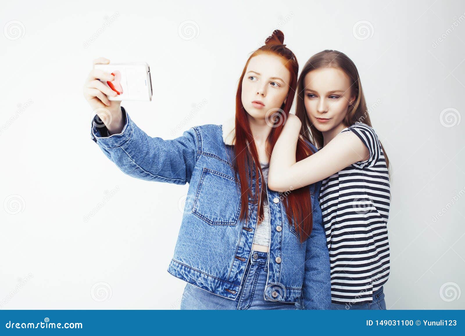 Two Best Friends Teenage Girls Together Having Fun, Posing Emotional on ...