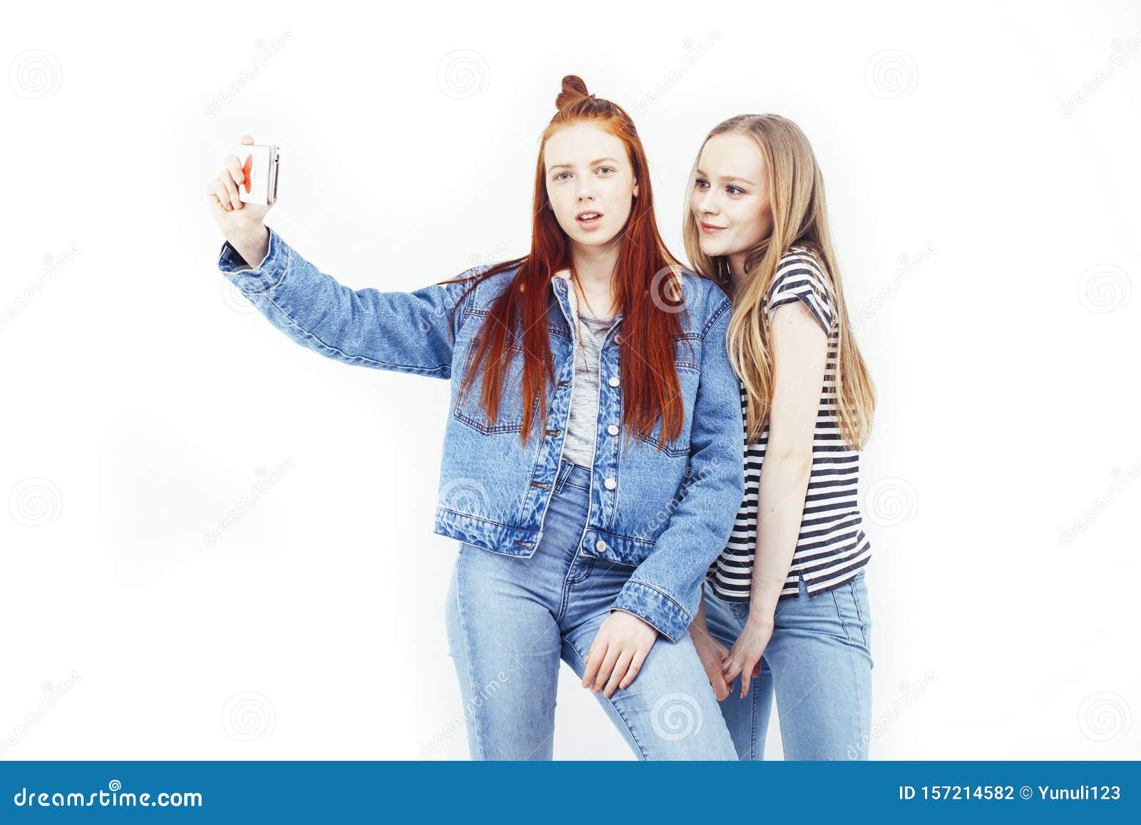 Two Best Friends Teenage Girls Together Having Fun, Posing Emotional on ...