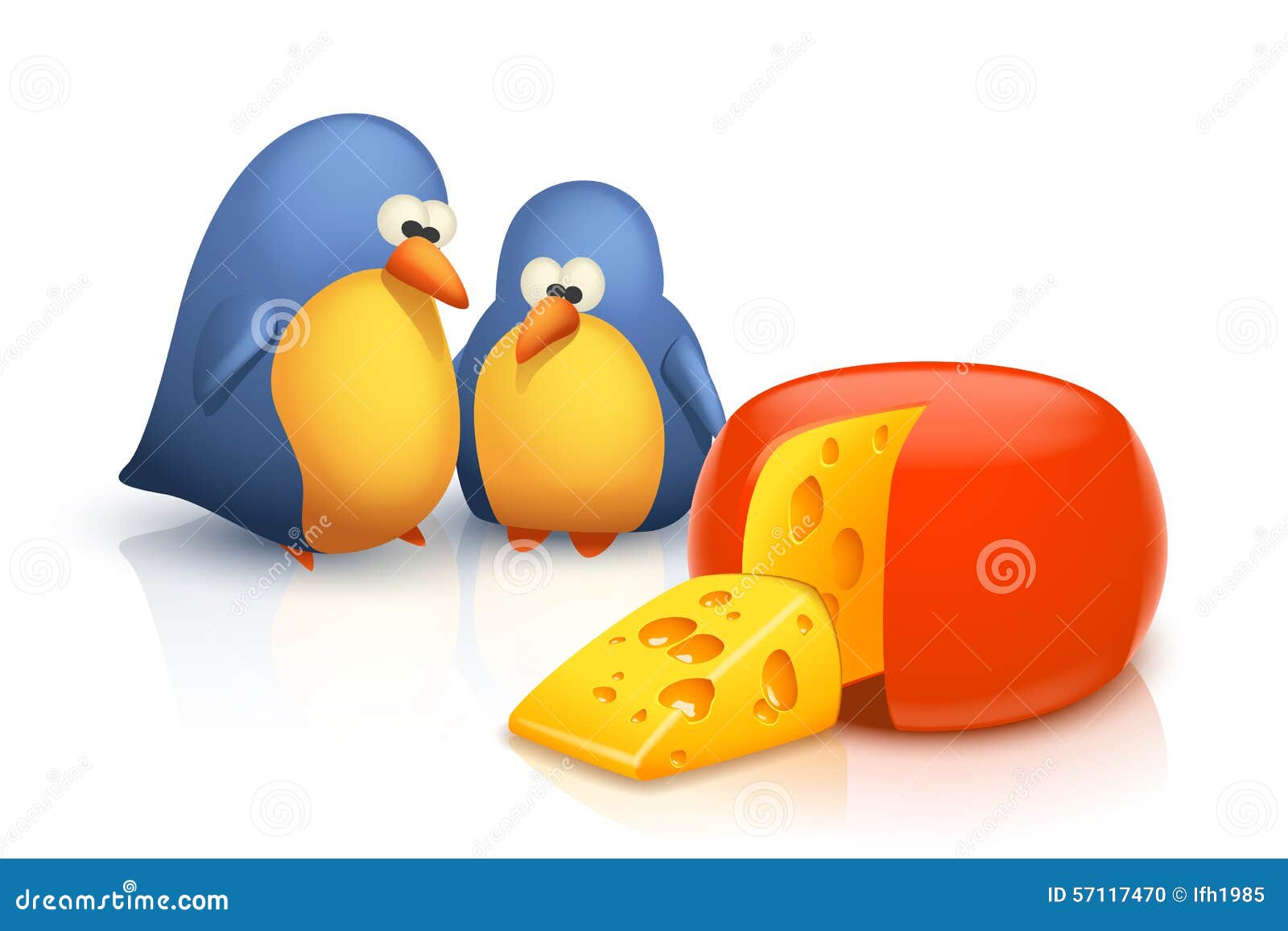 Two birds and cheese stock vector. Illustration of dairy 57117470