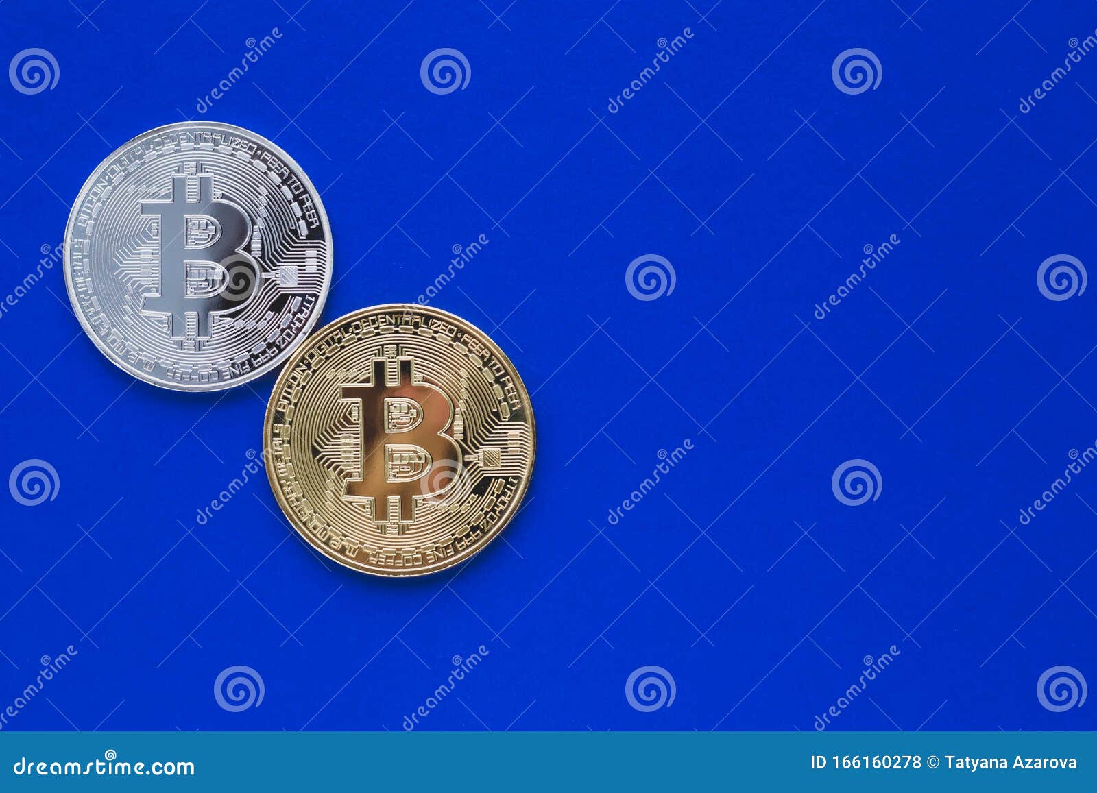 A Two Bitcoins on Dark Blue Background. Virtual Money, Cryptocurrency.  E-commerce Concept Stock Photo - Image of dark, shining: 166160278