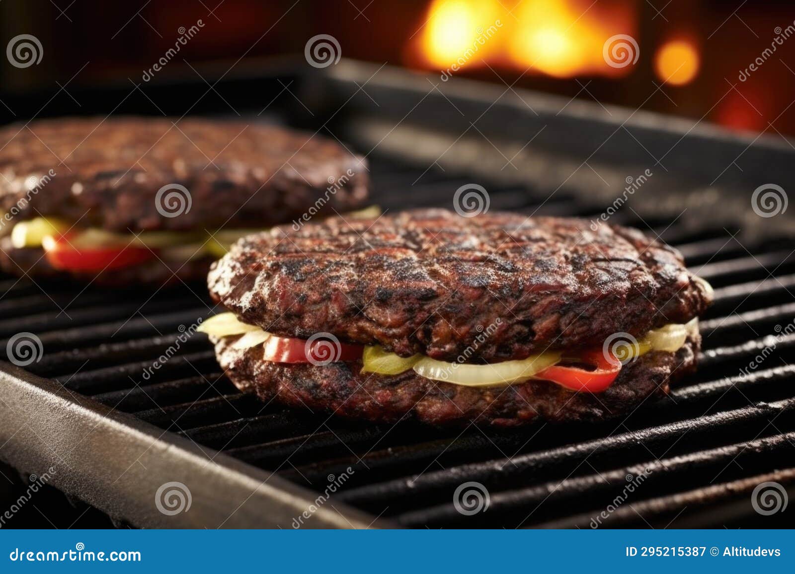 Two Black Bean Burger Patties Midflip on a Griddle Stock Image Image