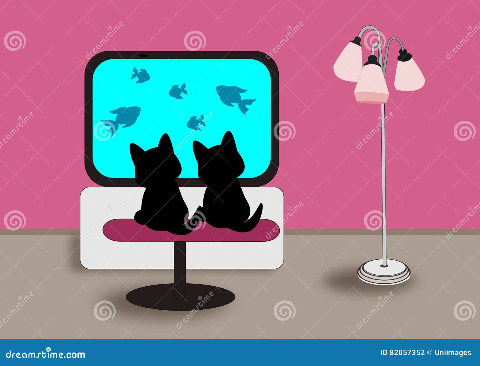 Two black Cats stock illustration. Illustration of cute 82057352