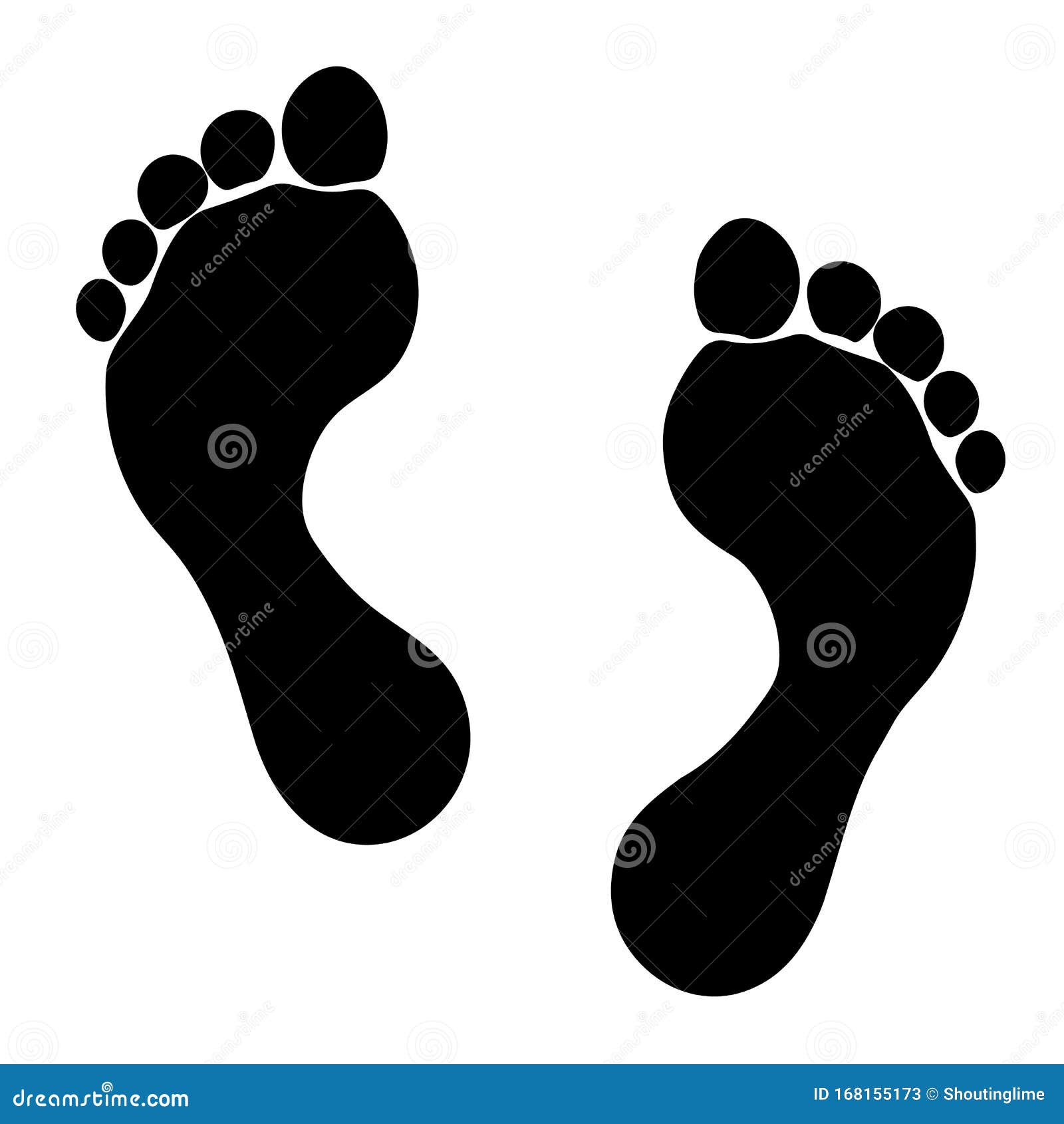 Two Black Man Footprints Isolated on White Stock Illustration ...