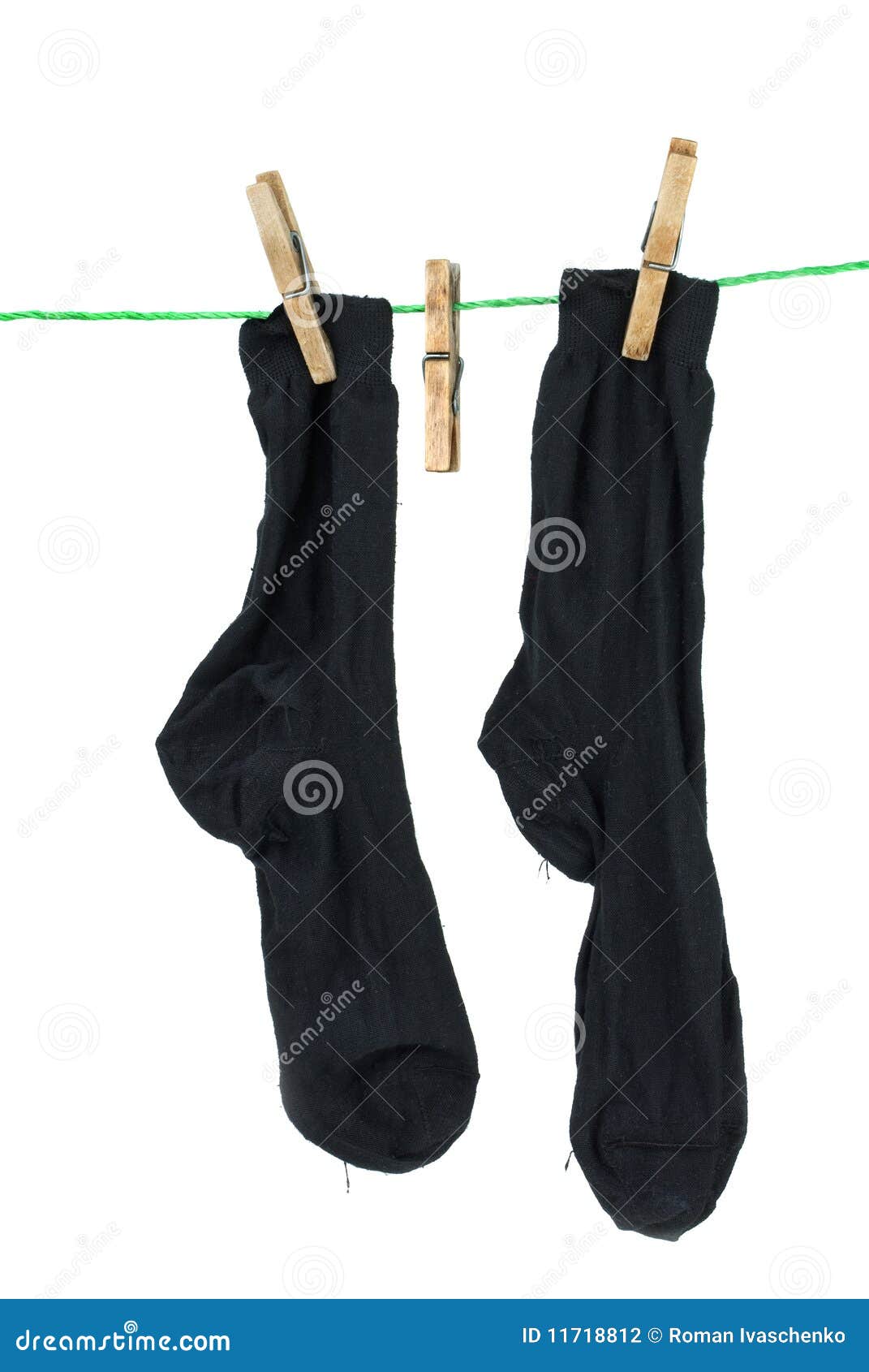 Two Black Socks Hanging on Rope Stock Photo Image of dehumidify