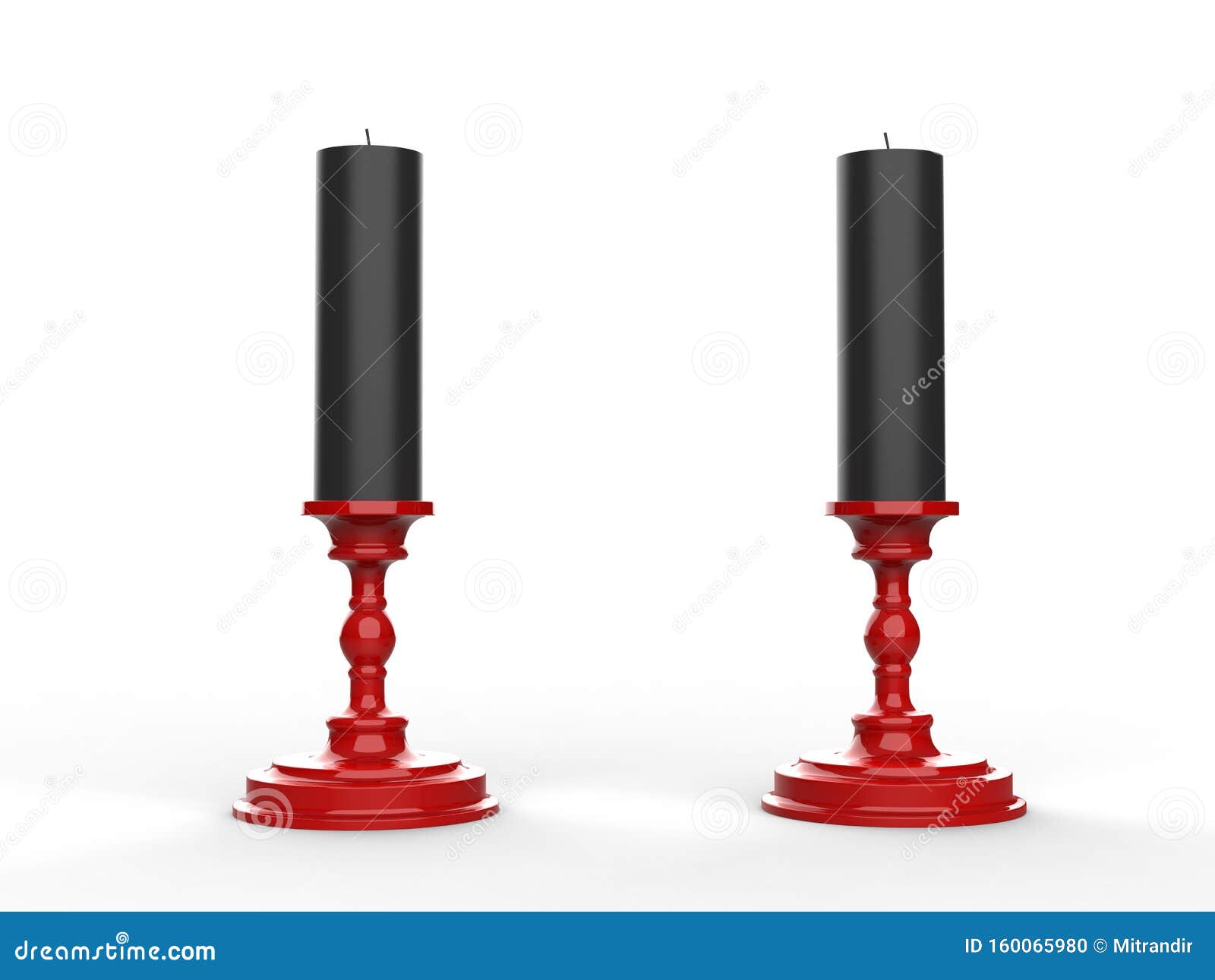 Two Black Wax Candle on Red Candle Holders Stock Illustration