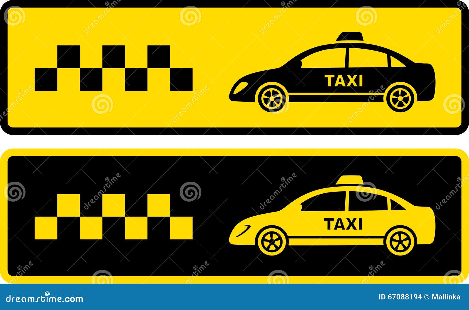 Two Black And Yellow Taxi Icons Stock Vector - Illustration of rent