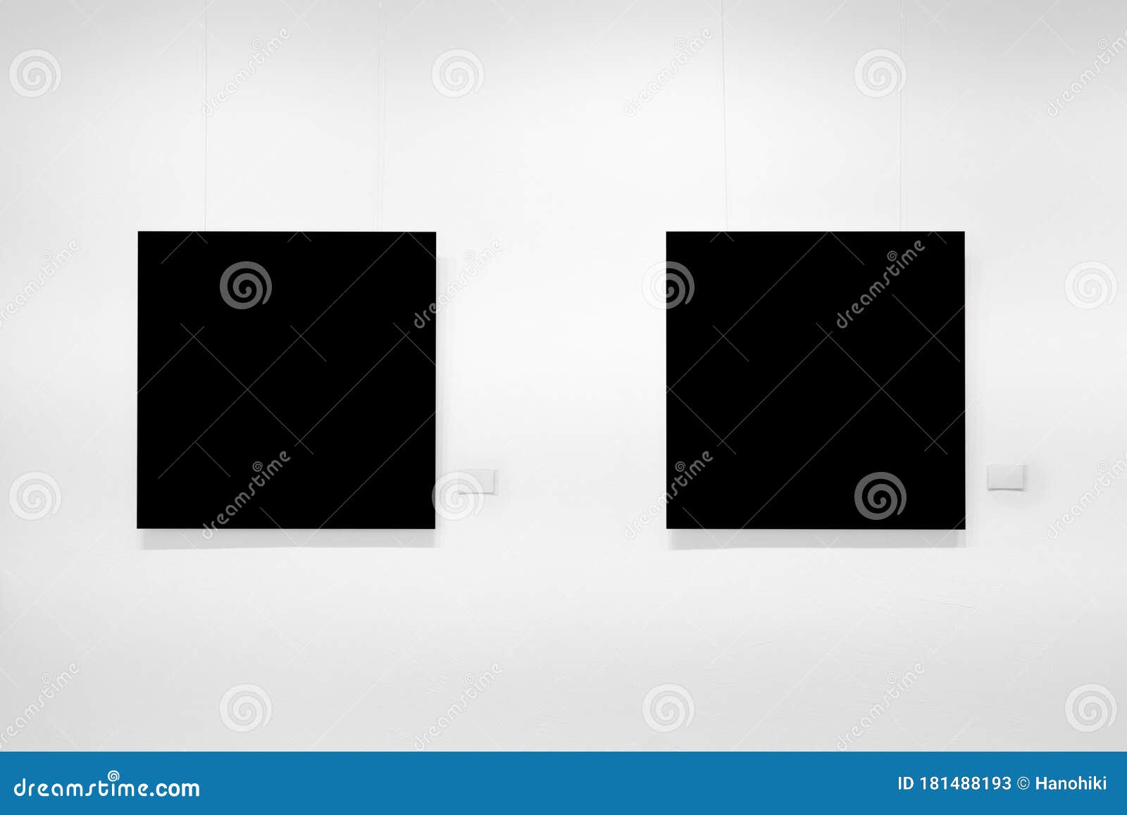 Two Blank Canvas Hanging on White Wall in Gallery , Mockup Stock Image Image of indoor