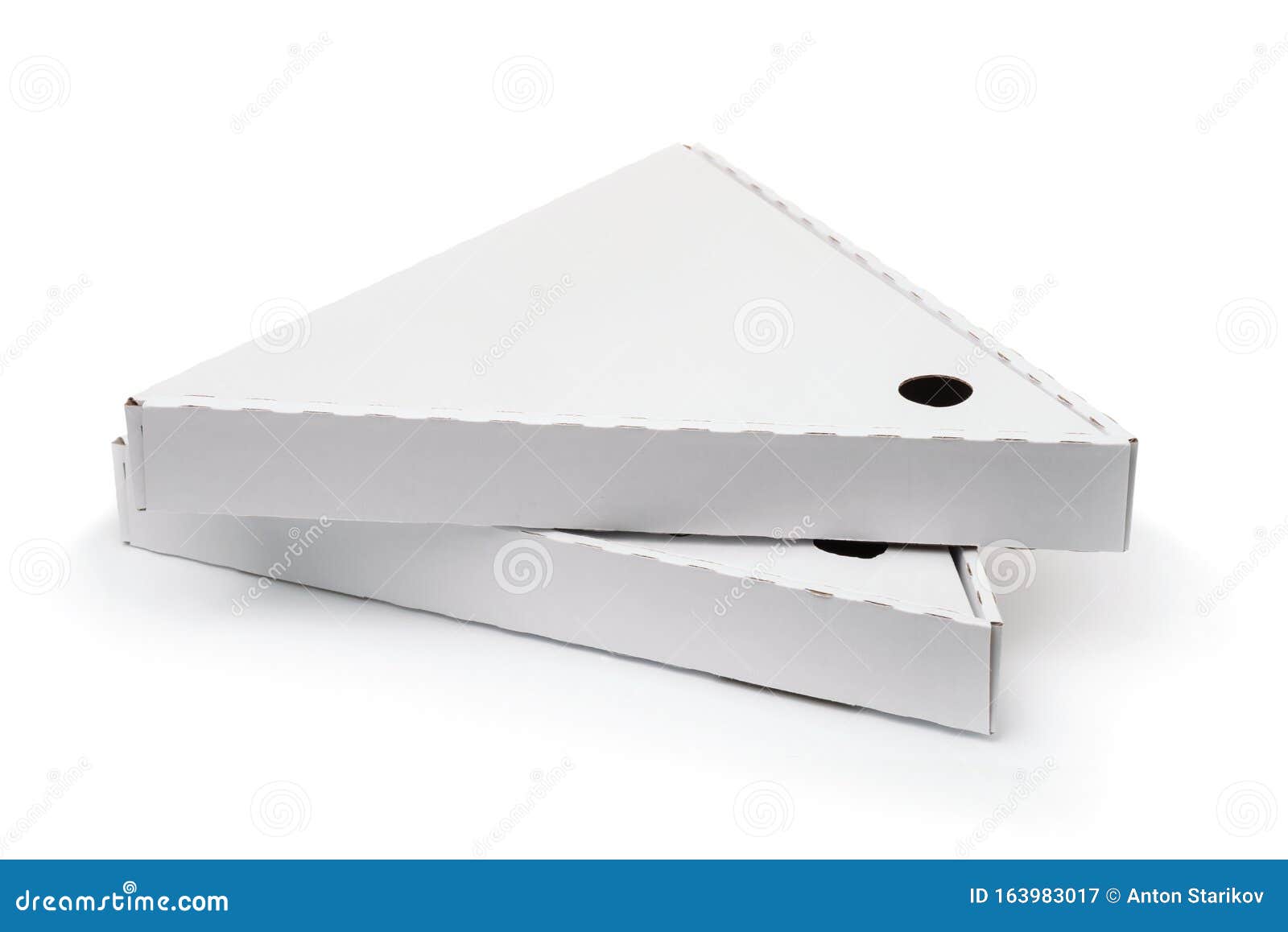 Download Two Triangle Packaging Pizza Boxes Stock Image - Image of food, element: 163983017
