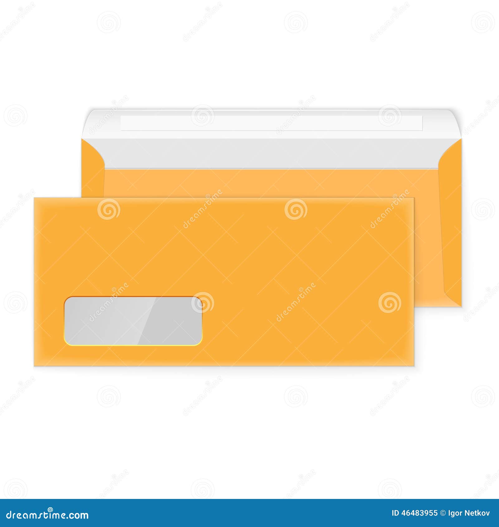 Set Of Yellow Envelopes With Heart Stamps And Angel Wings Isolated On A