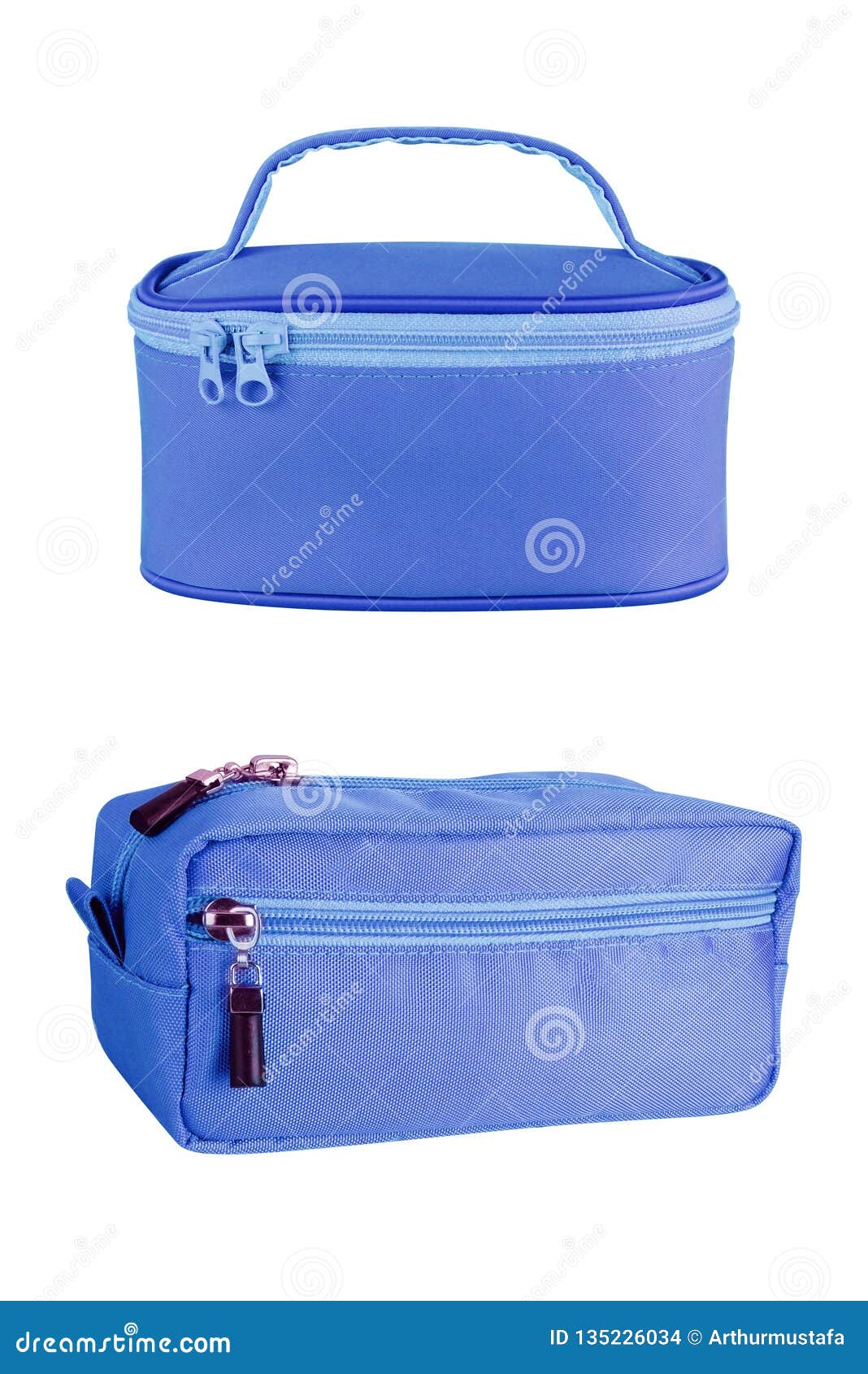 Two Blue Cosmetic Travel Bags, Isolated on White Background. Clipping ...