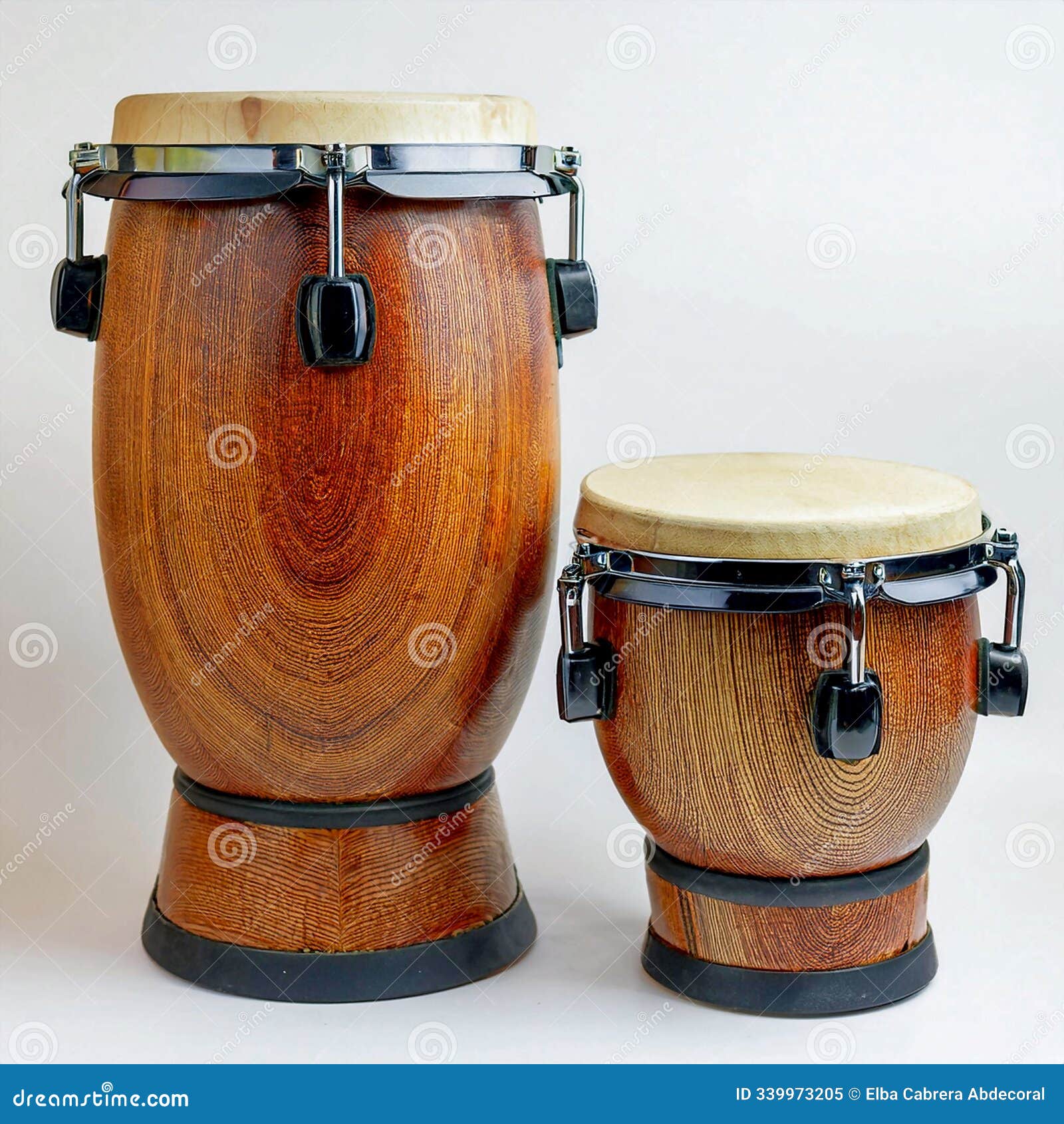 two bongos of different sizes  on a white background
