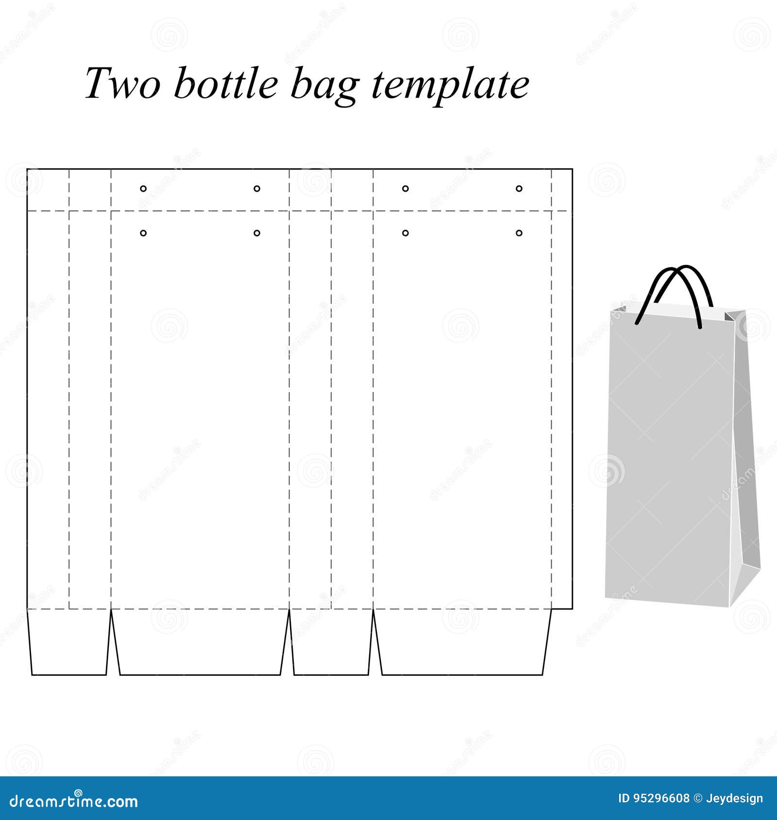 Two Bottle Bag Template, Vector, Isolated on White Background Stock ...