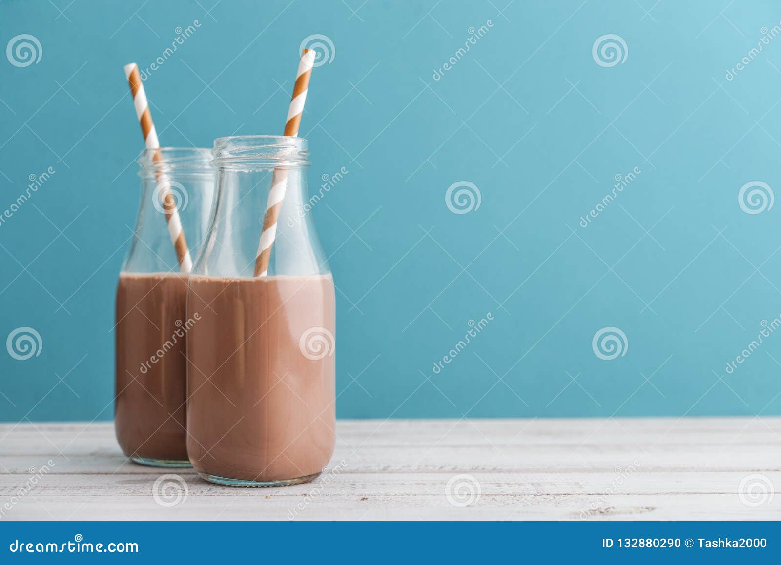 Two bottles chocolate milk stock photo. Image of natural - 132880290