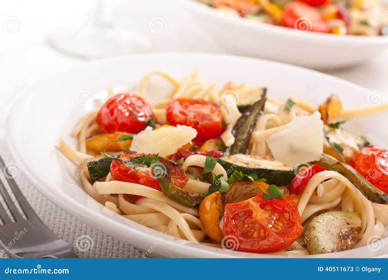 Two Bowls of Mediterranean Pasta Stock Image Image of bowls, culture