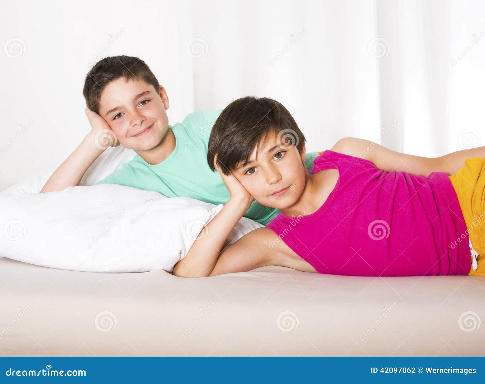 Two boys in bed stock photo. Image of playful, happy 42097062