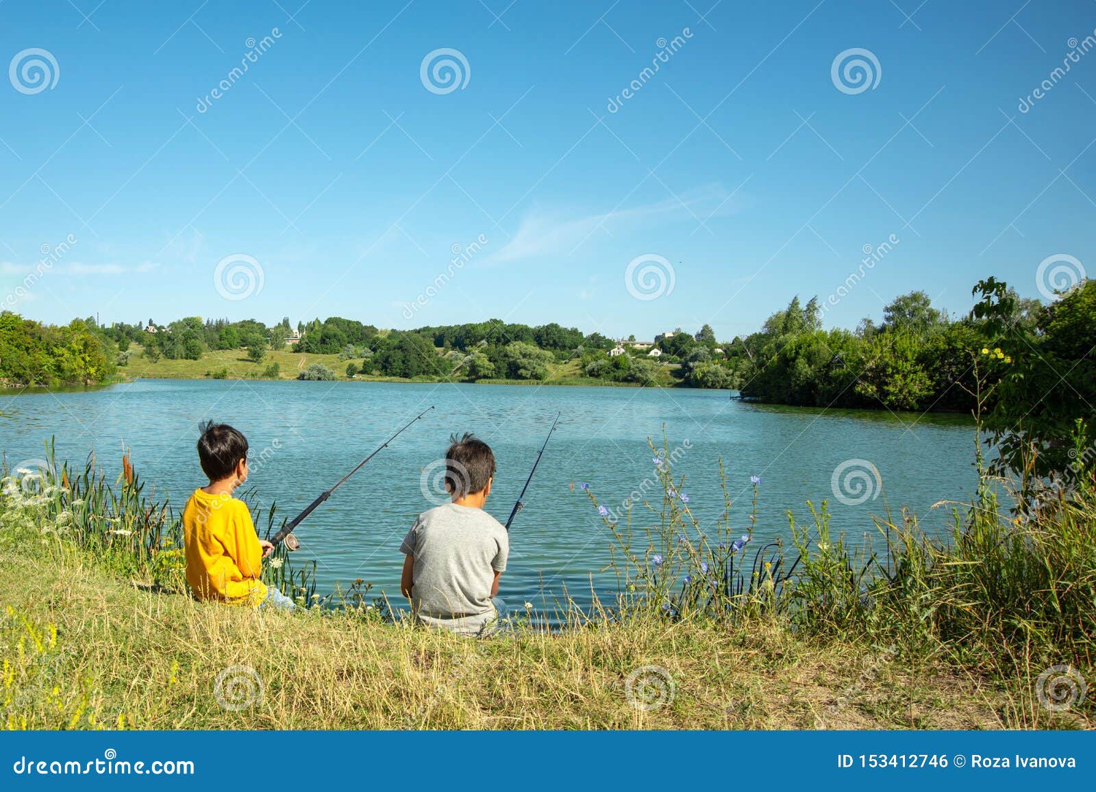https://thumbs.dreamstime.com/z/two-boys-fishing-rods-catch-fish-pond-grandfather-sitting-shore-surrounded-beautiful-nature-153412746.jpg