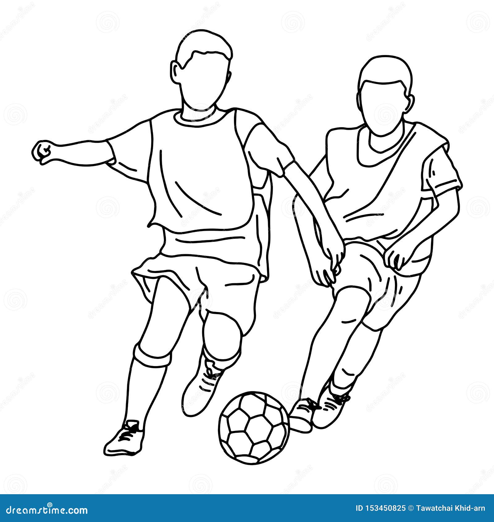 Download Two Boys Playing Soccer Together Vector Illustration ...