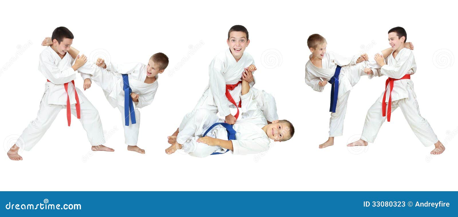 Two Boys Show Of Self Defense Techniques A Collage Stock Image Image Of Success Collage