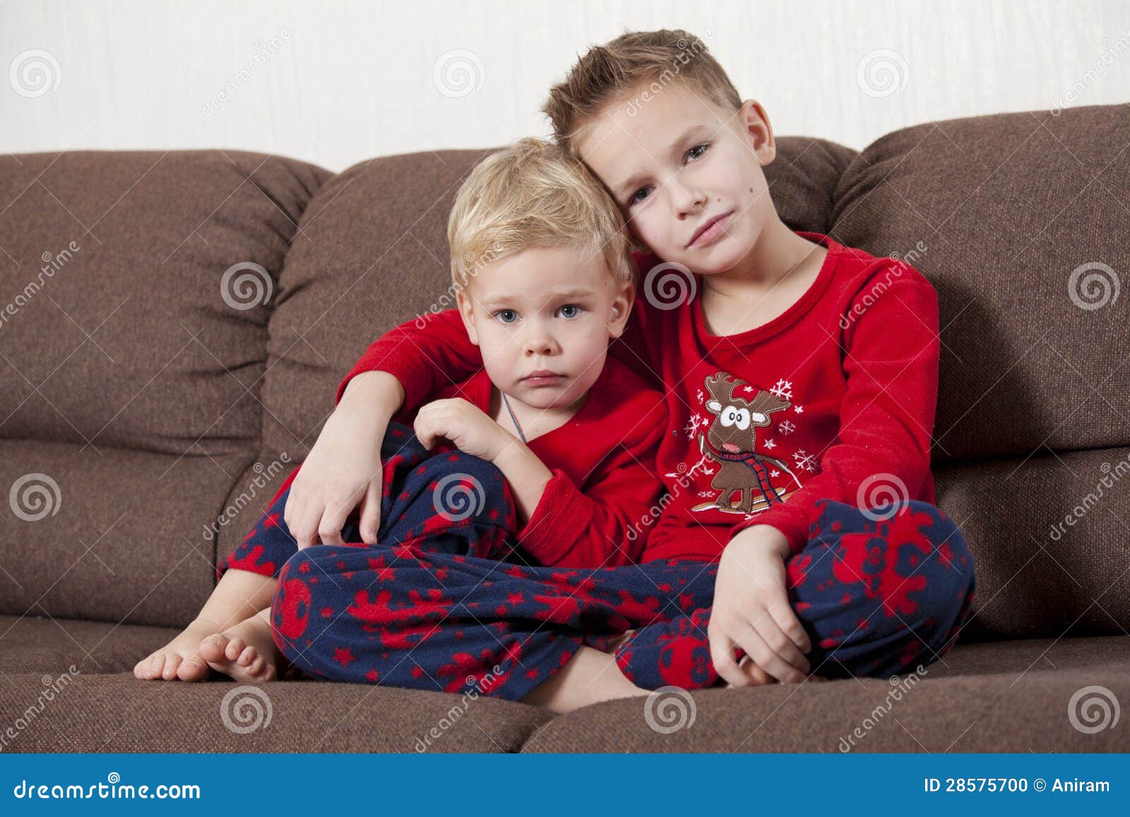 Two boys in sofa