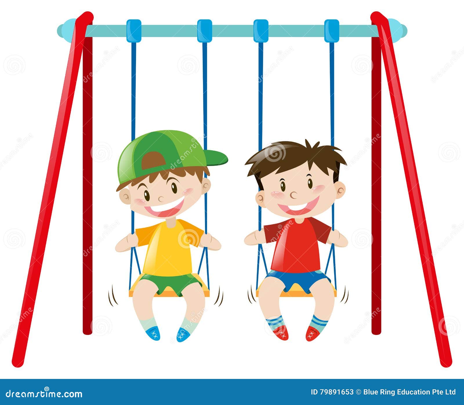 Two boys on the swings stock vector. Illustration of swing - 79891653