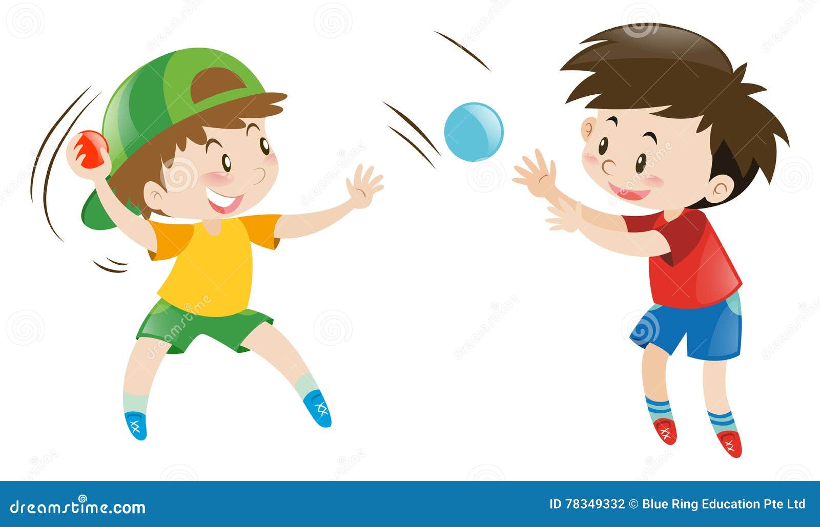 Two Boys Throwing and Catching Balls Stock Vector Illustration of