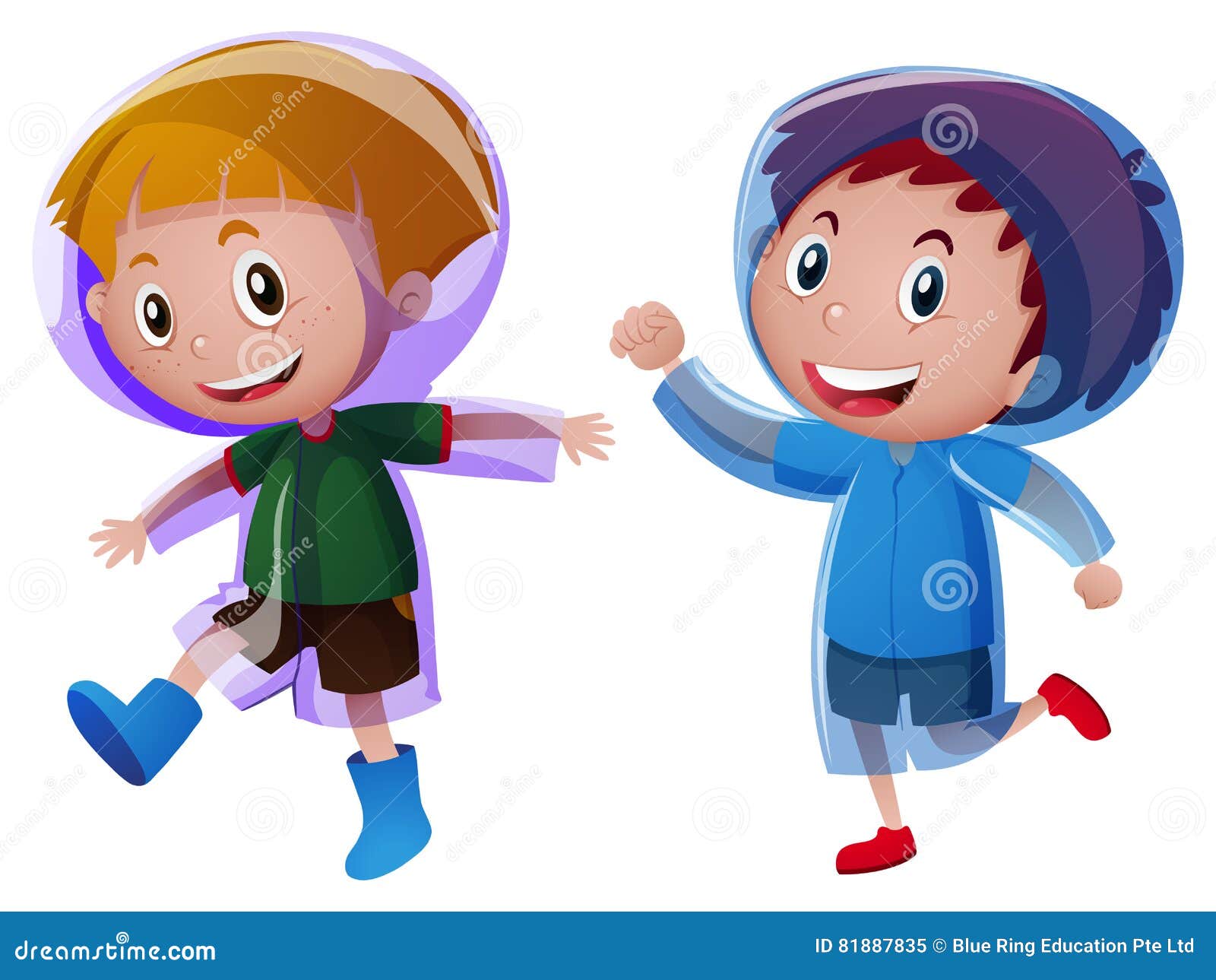 Two boys wearing raincoat stock vector. Illustration of drawing 81887835