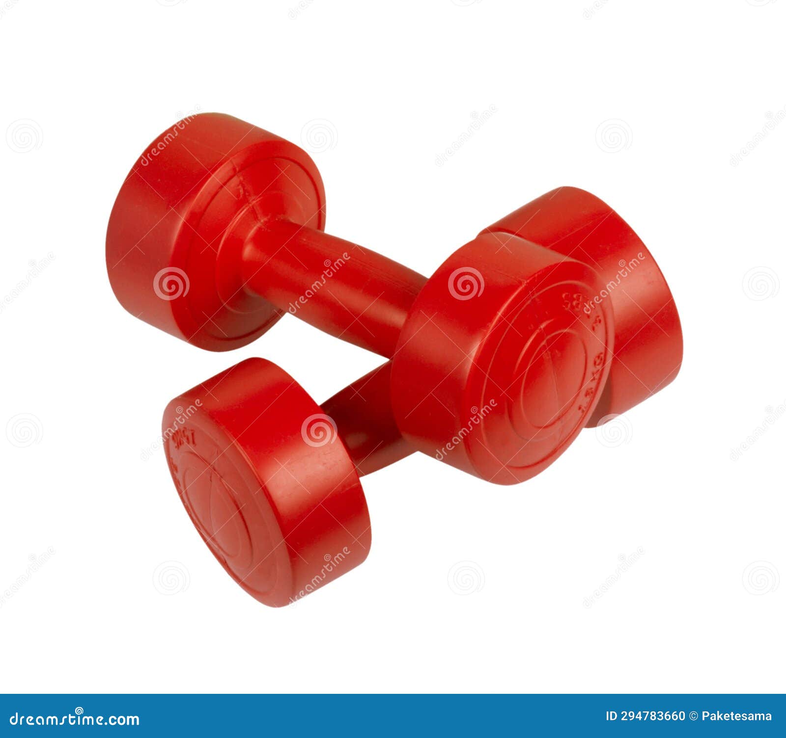 Two Bright Colored Athletic Rubber Dumbbells Stock Photo Image of