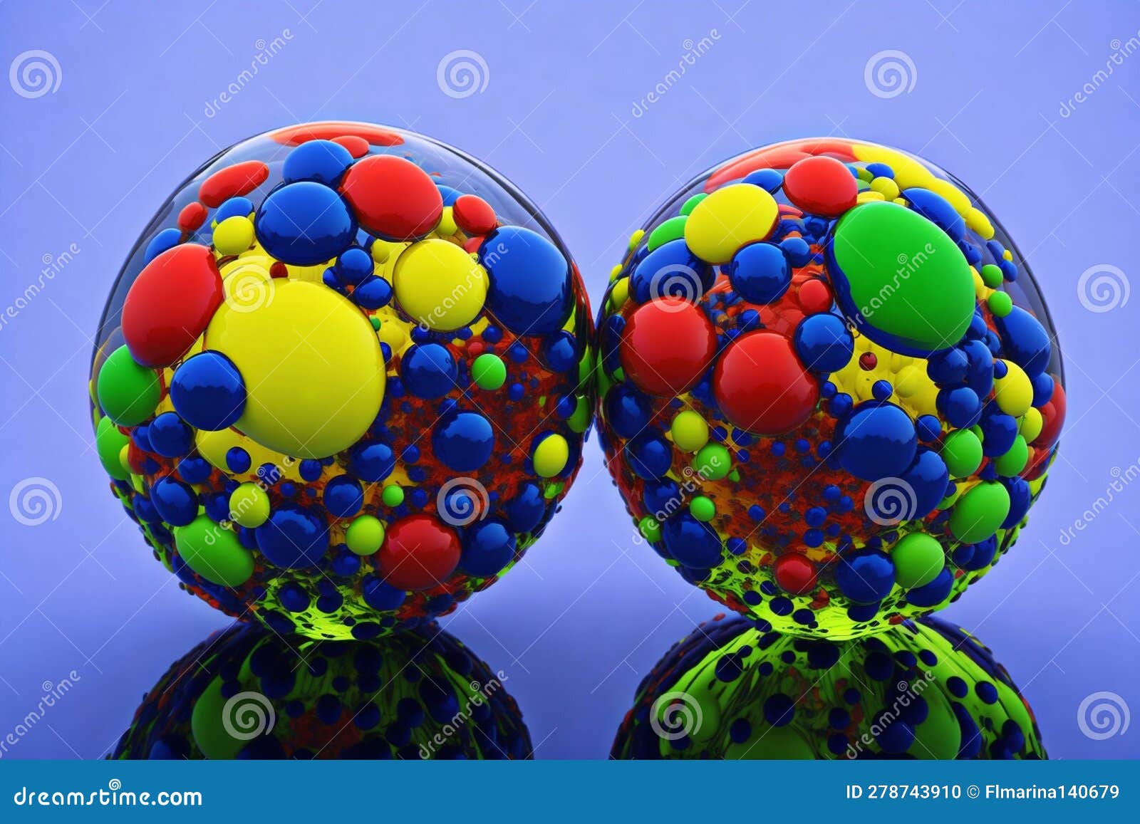 Two Brightly Colored Glass Marbles Isolated on White Stock Illustration