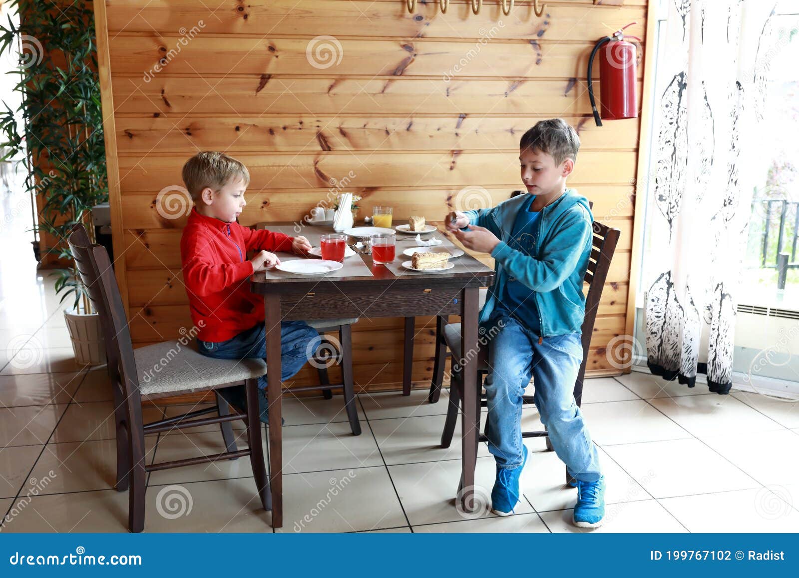 Two Brothers Have Breakfast Stock Photo Image of dieting, children