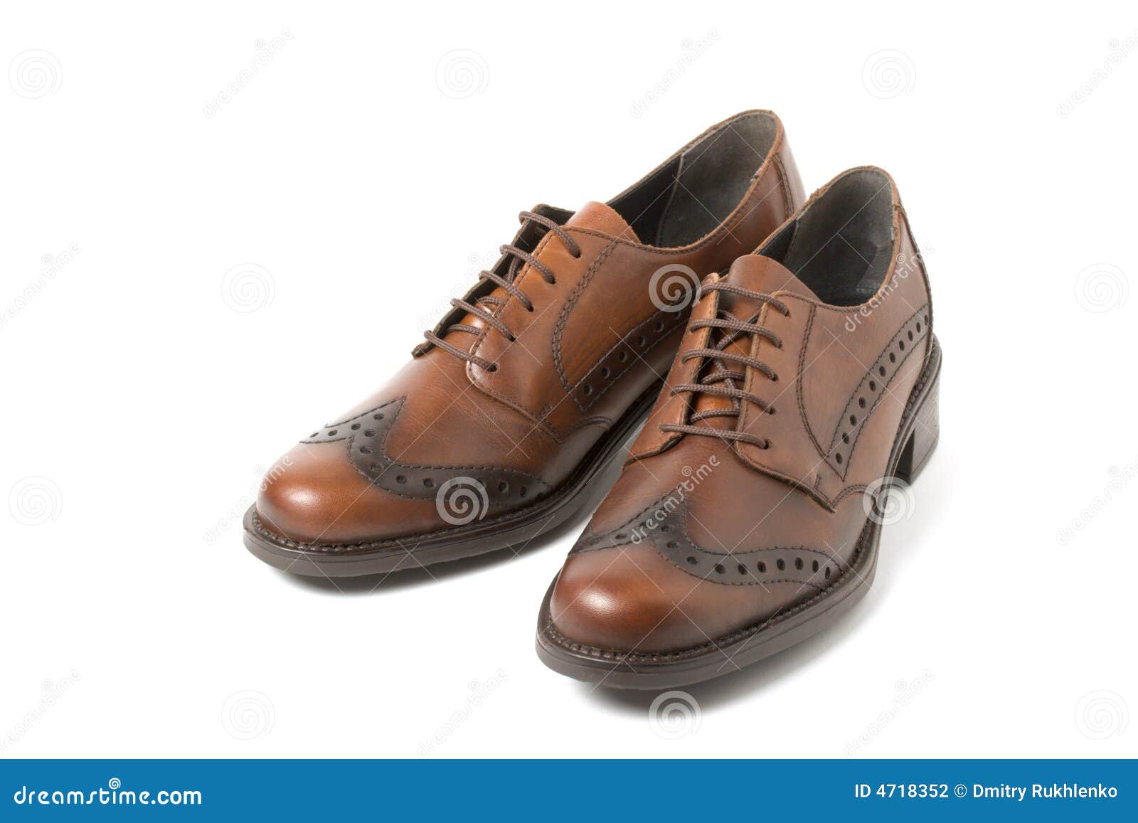 Two Brown Shoes Isolated on White Stock Photo - Image of walking ...