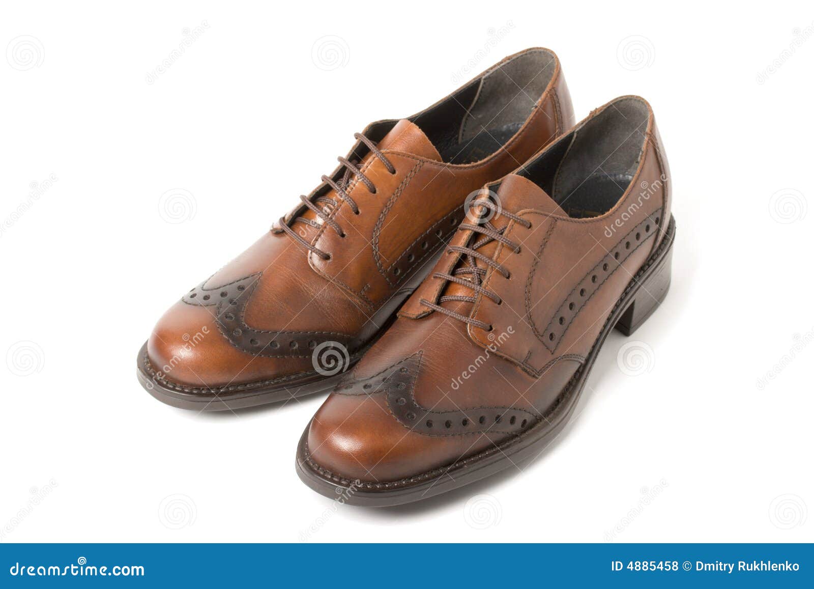 Two Brown Shoes Isolated on White Stock Photo - Image of single, male ...