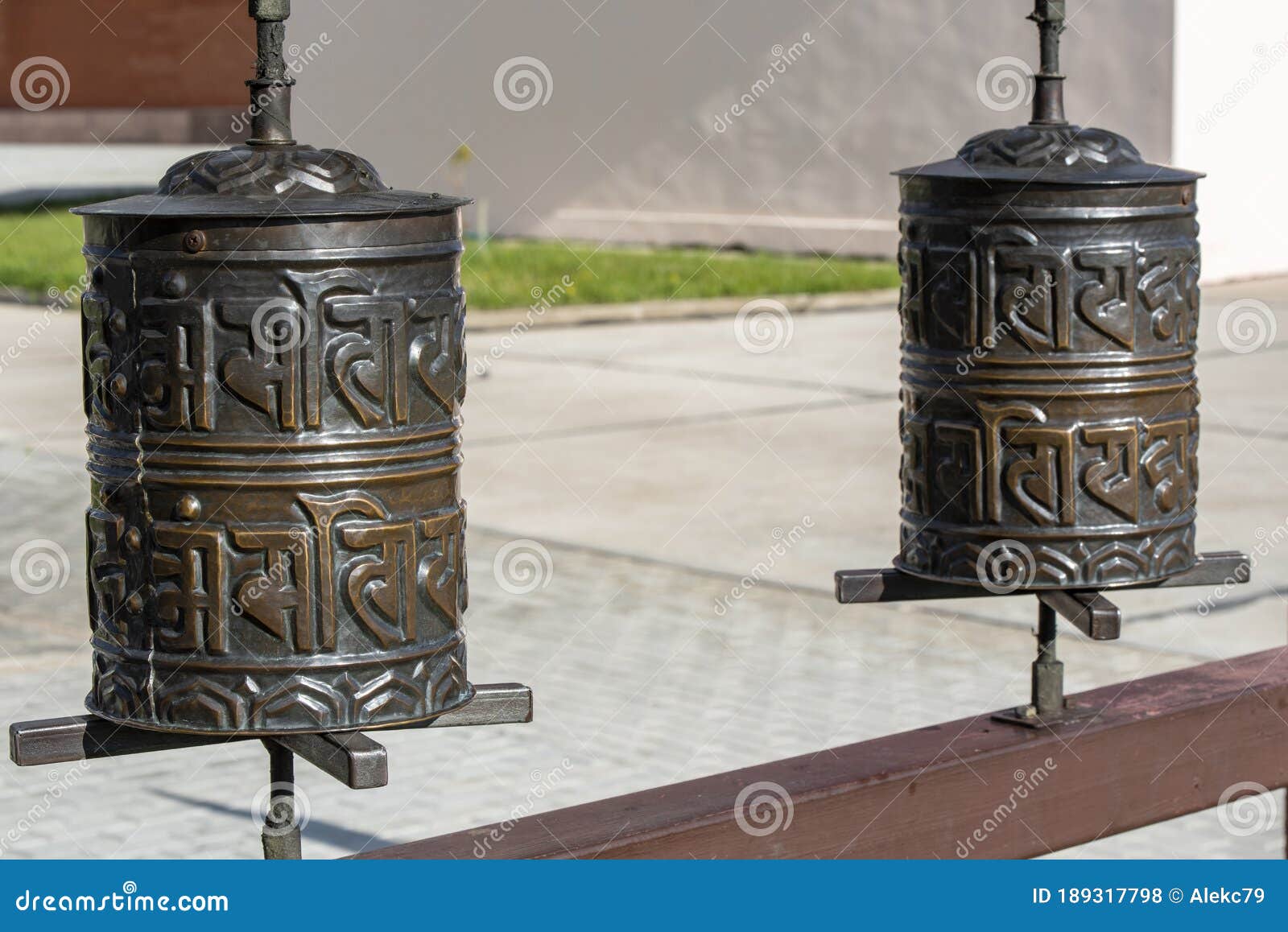 Two Buddhist Prayer Drums with Inscriptions Stock Photo Image of