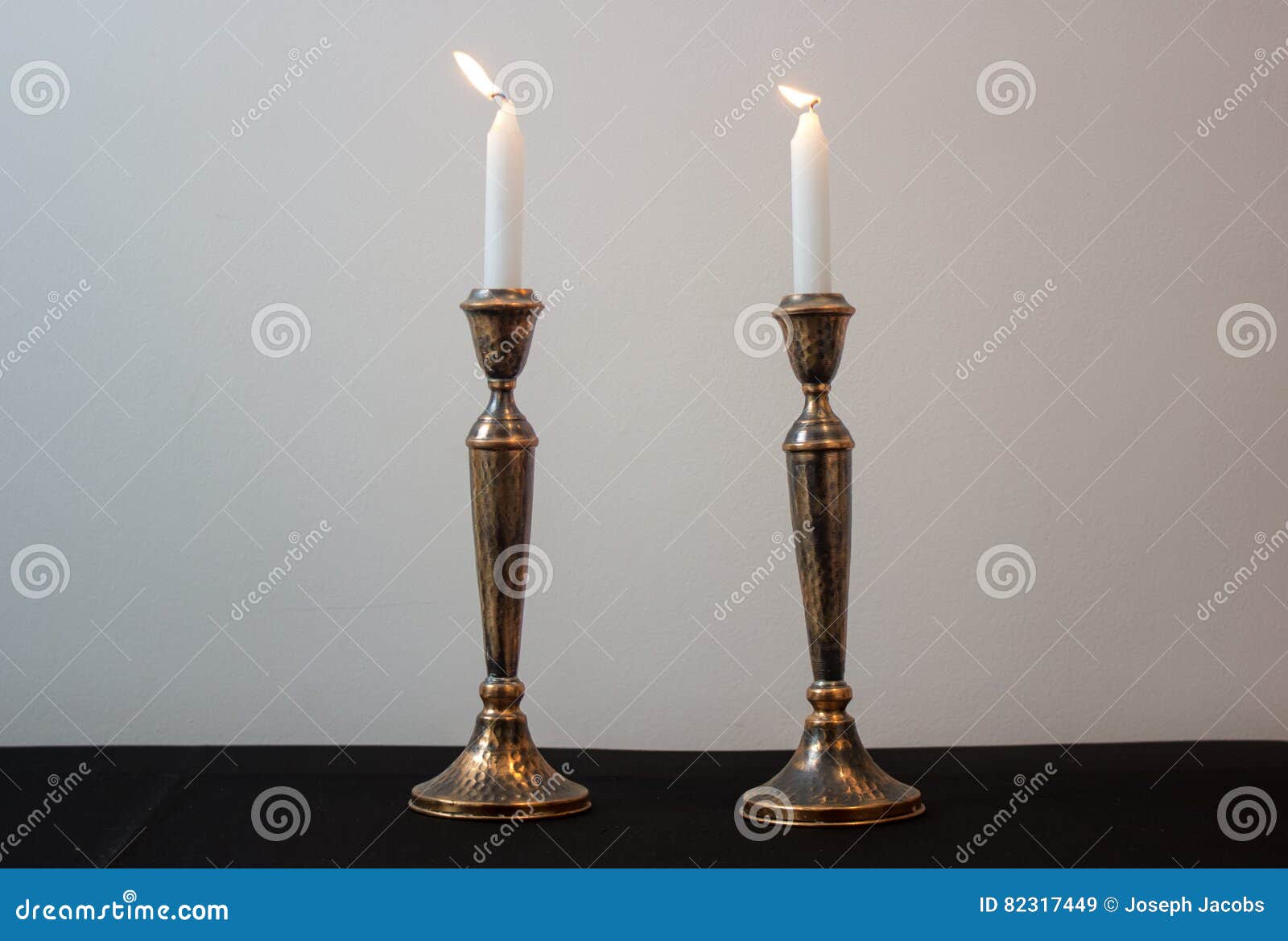 Two Burning Candles for Shabbat Stock Image Image of sabbath, black