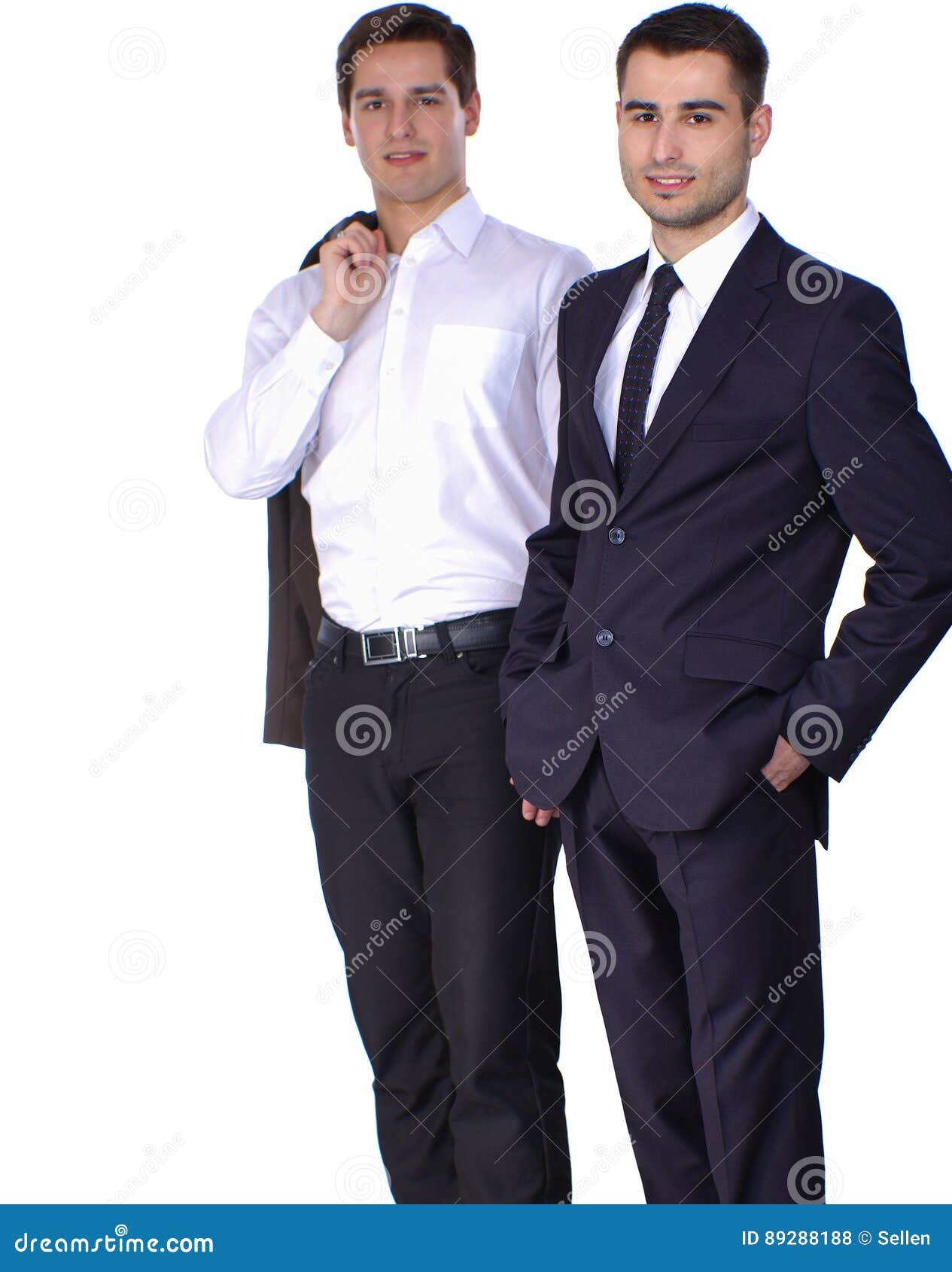 Two Business Men Holding Contract Folder Isolated on White Background ...