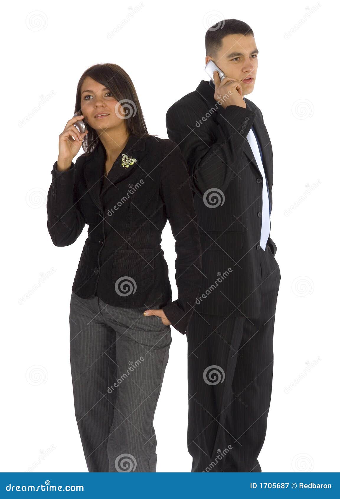 Two Business People on Cellphones Stock Image Image of discussion