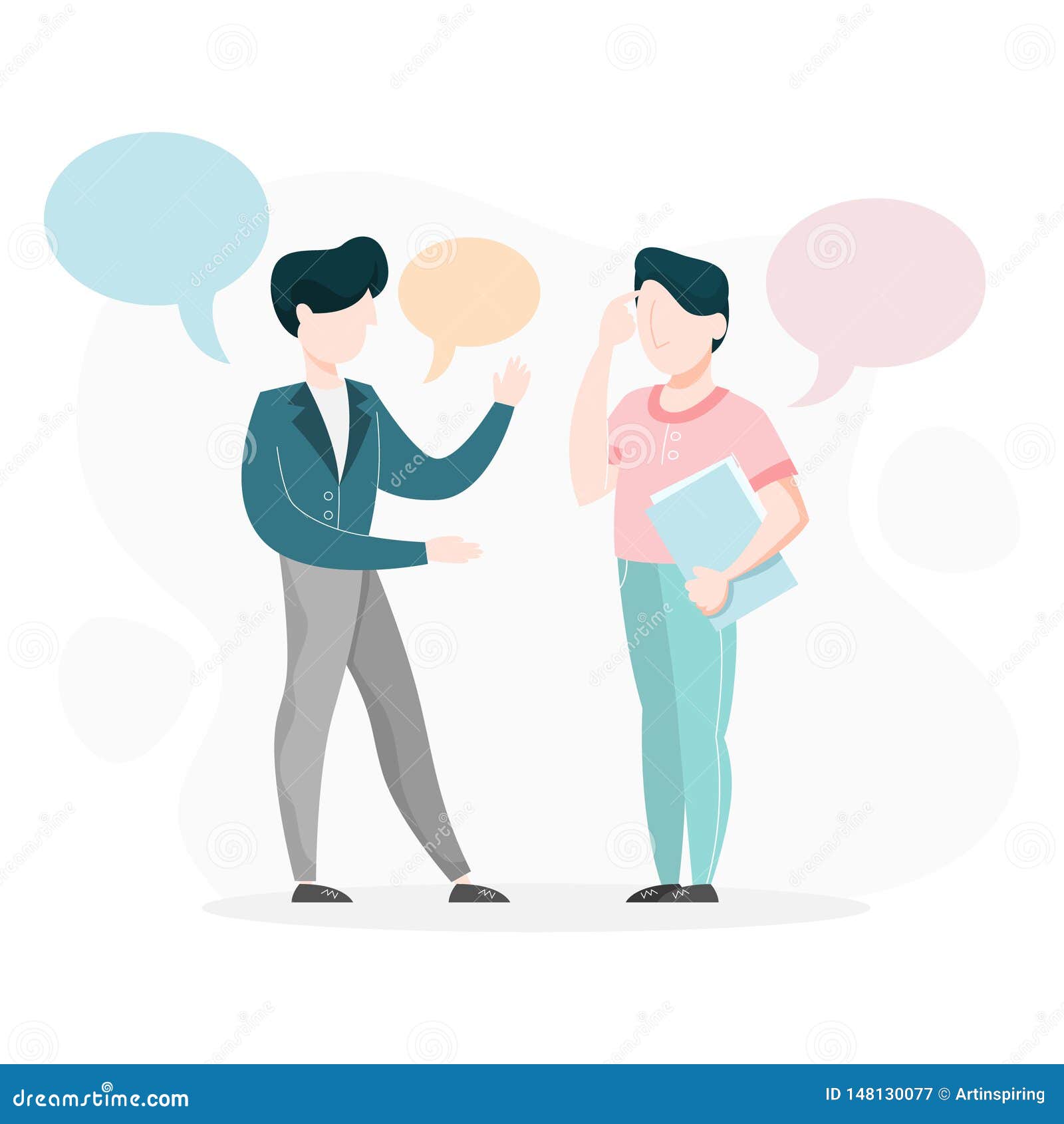 Two Business Person Stand and Talk. Businessman Stock Vector - Illustration of colleague, cartoon: 148130077 Two Business Person Stand and Talk. Businessman Stock Vector - Illustration of colleague, cartoon: 148130077