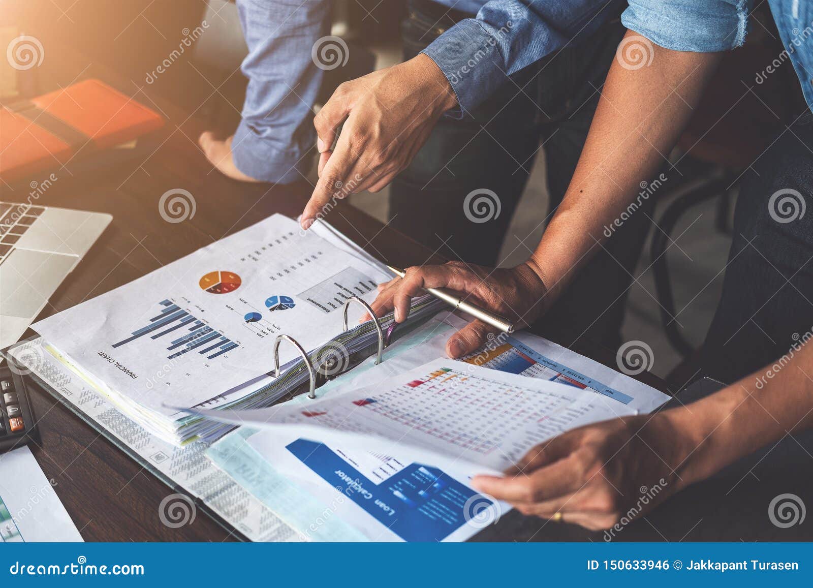 two businessman planning strategy on desk with paperwork, strategist team analyze data or information