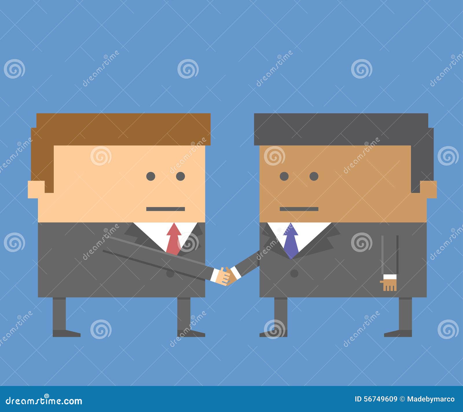 Two 2 Businessmen Characters Shaking Hands in 8 Bit Stock Illustration