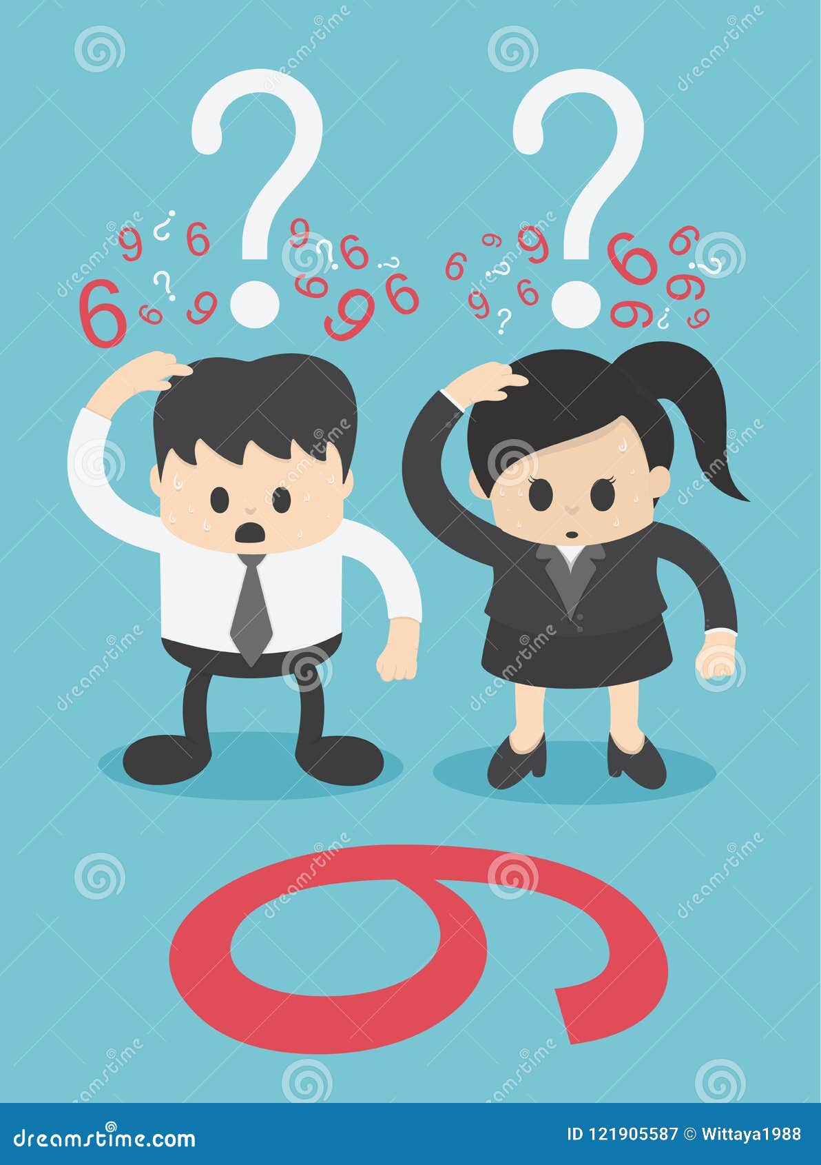 two businessmen confused number six or nine ?. think differentl