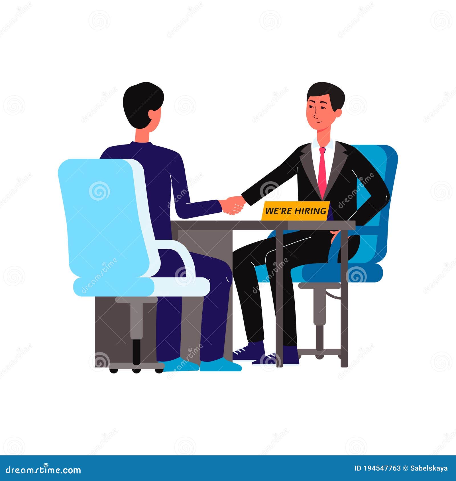 Two Businessmen at HR Interview - Cartoon Men Shake Hands Sitting at Desk Stock Vector - Illustration of concept, handshake: 194547763 Two Businessmen at HR Interview - Cartoon Men Shake Hands Sitting at Desk Stock Vector - Illustration of concept, handshake: 194547763