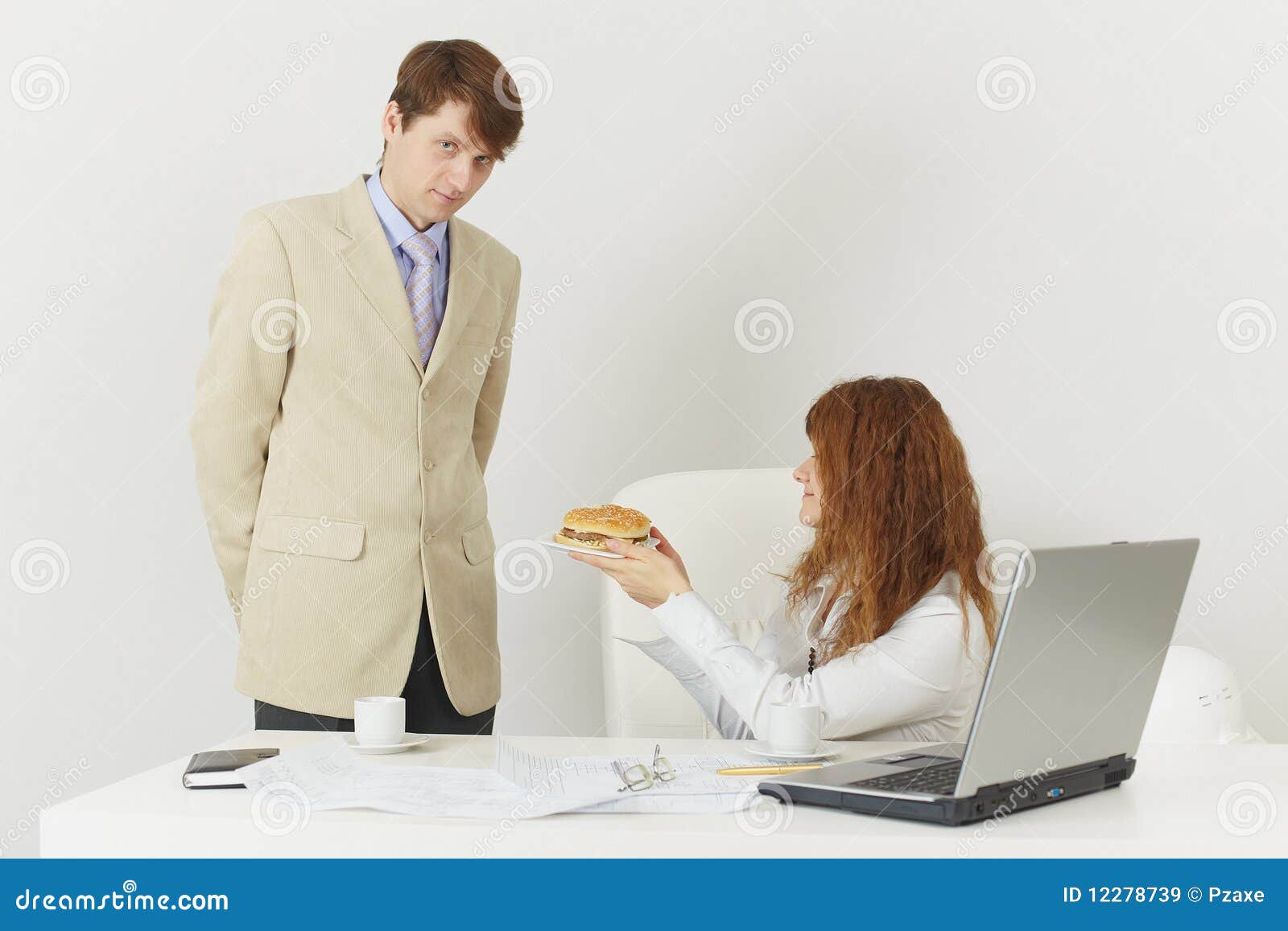 Two Businessmen During Lunch Break Stock Image - Image of blue
