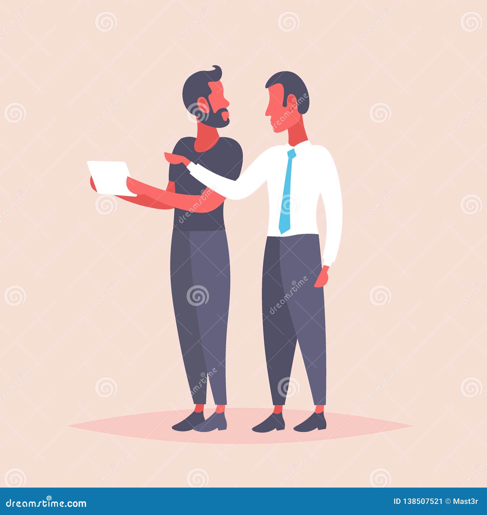 Two Businessmen Meeting Discussion Using Tablet Computer Business Men