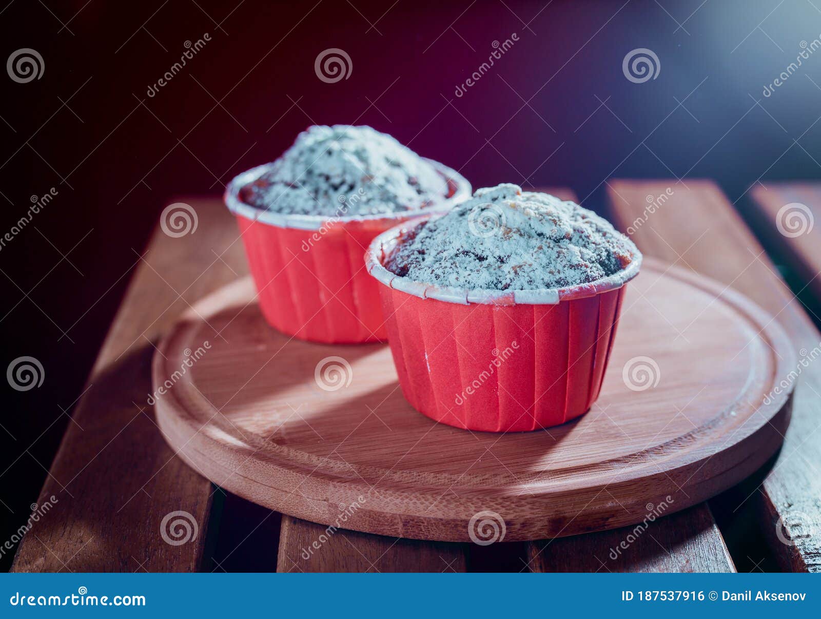 Two Cakes with Cream and Sugar, in Cafe Top View Stock Photo Image of