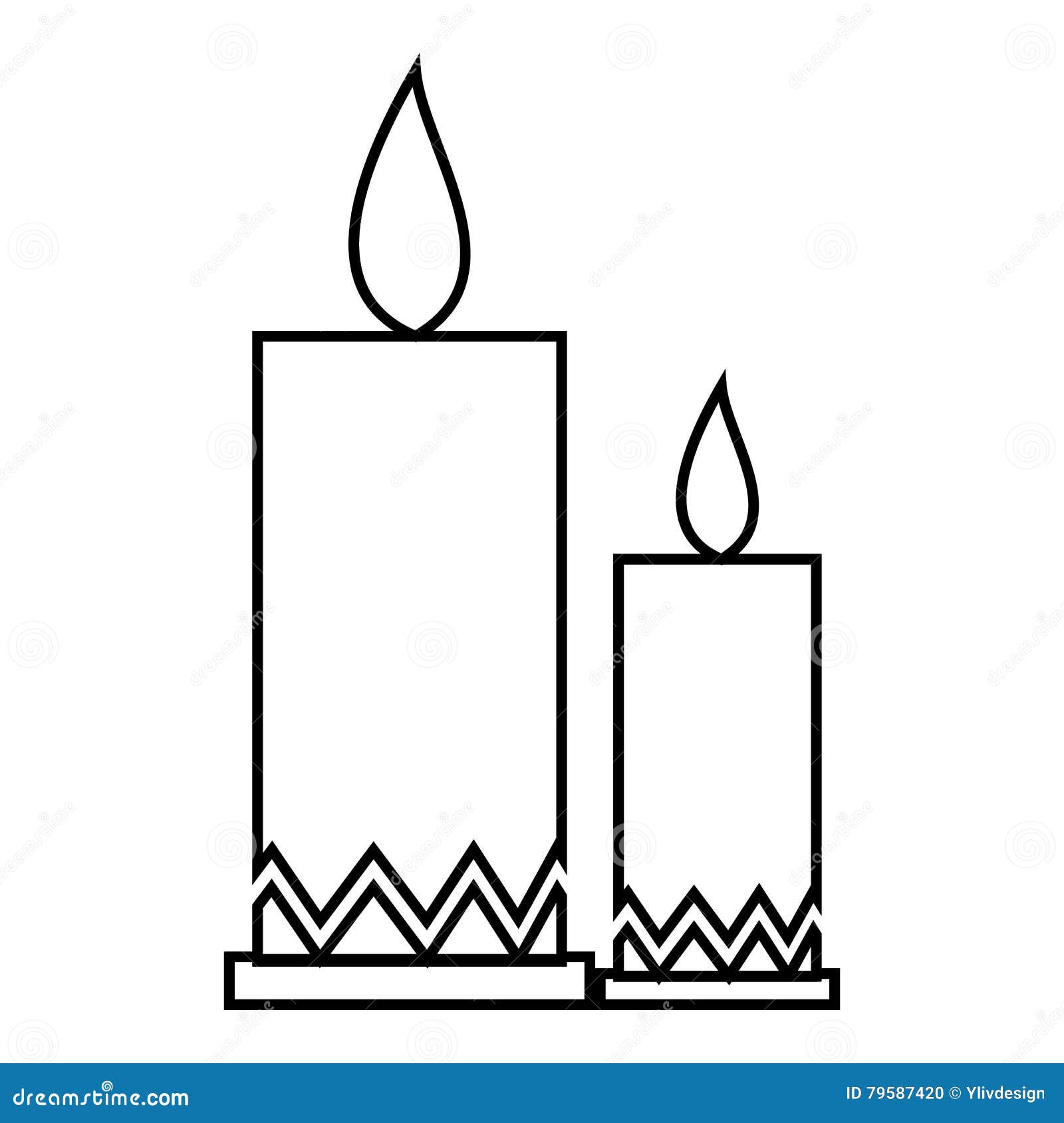 Two Candle Icon, Outline Style Stock Vector Illustration of fire