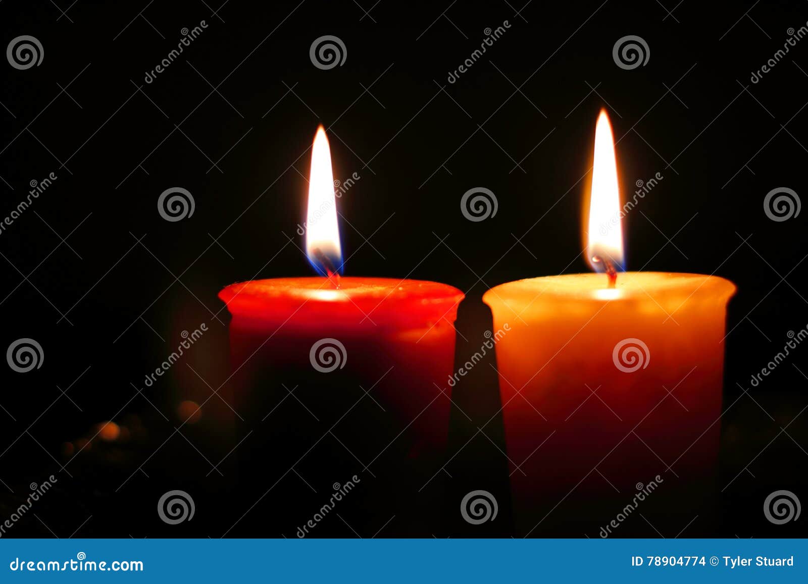 Two candles burning stock photo. Image of fire, spirituality 78904774