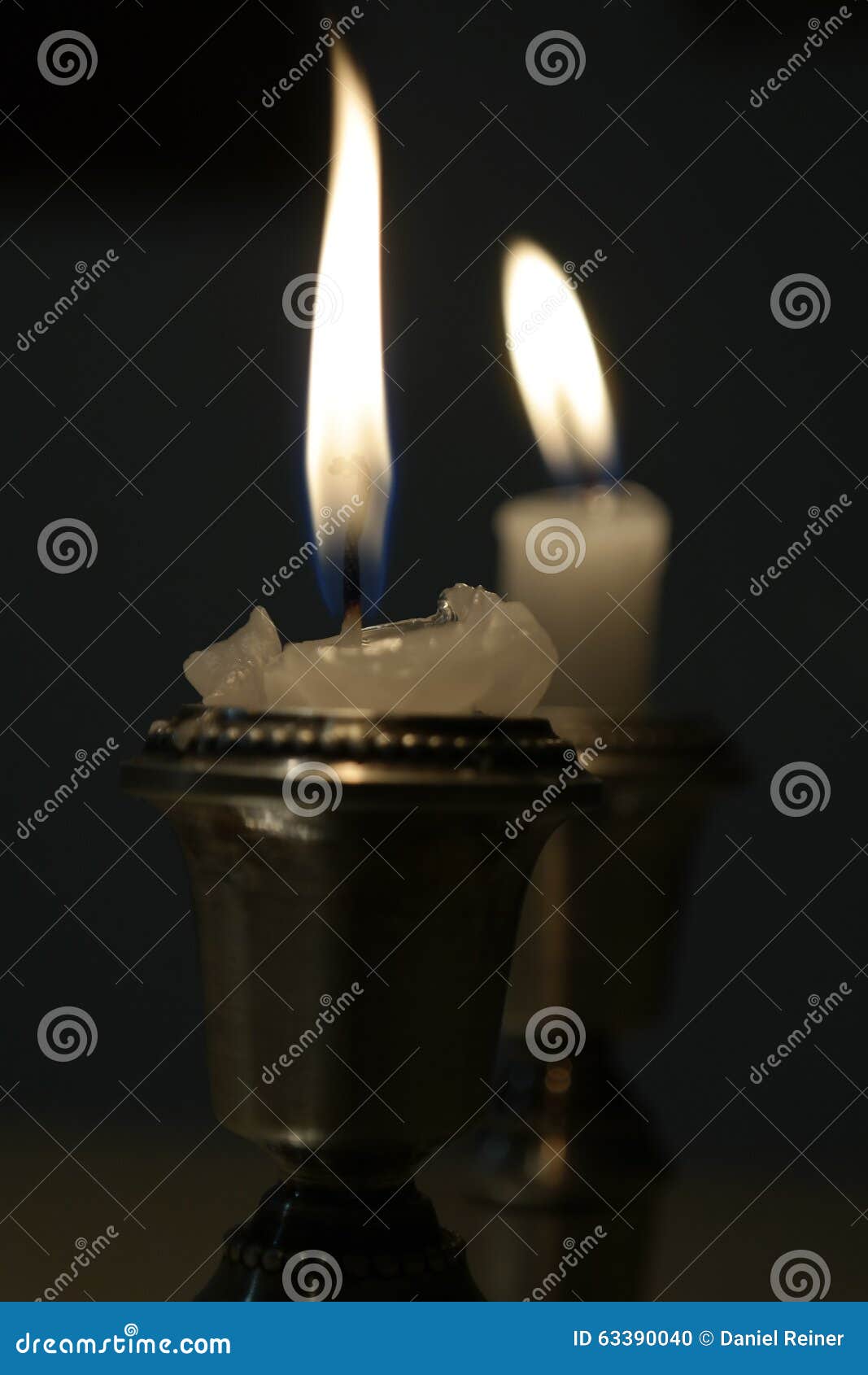 Two Candlesticks with Burning Candles Stock Photo Image of