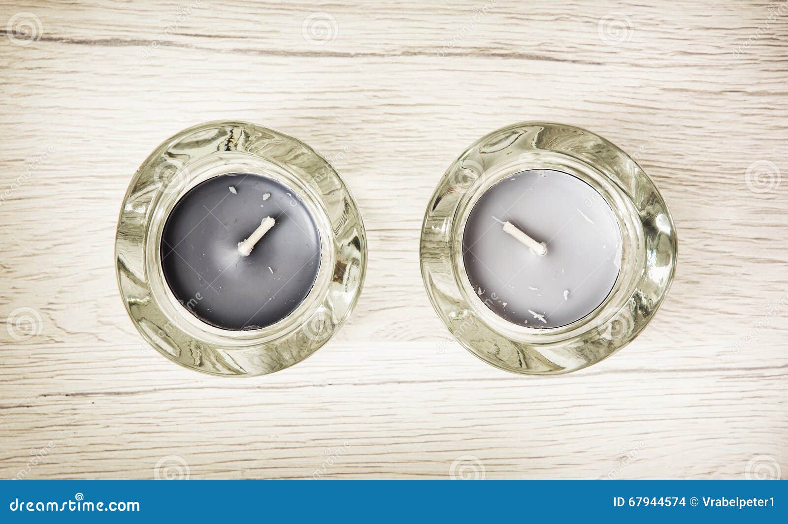 Two Candlesticks of Glass with Tea Lights Stock Photo Image of