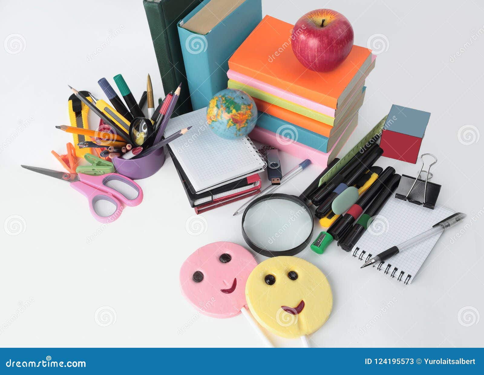 Two Candy and School Supplies on a White Background Stock Image Image
